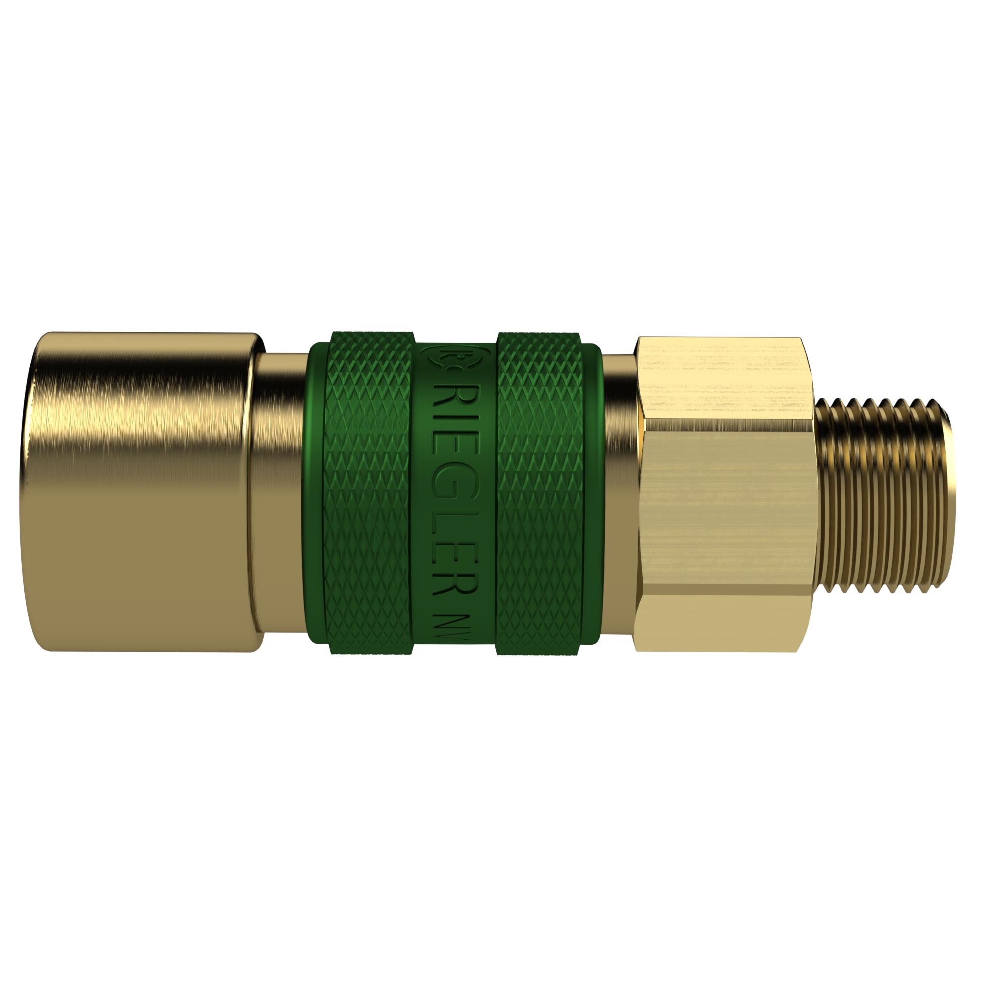 Captive quick-connect coupling I.D. 5, G 1/4 ET, green - Riegler 136980