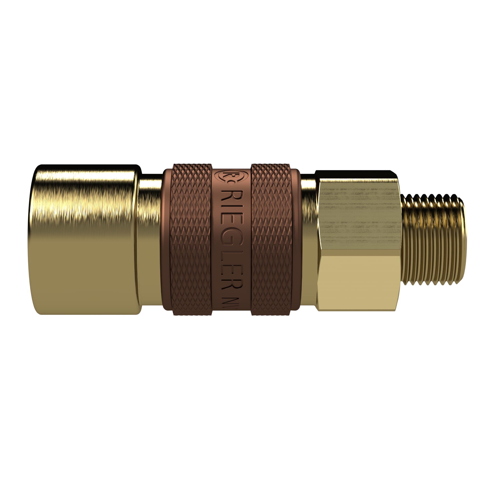 Captive quick-connect coupling I.D. 5, G 1/4 ET, brown - Riegler 136982
