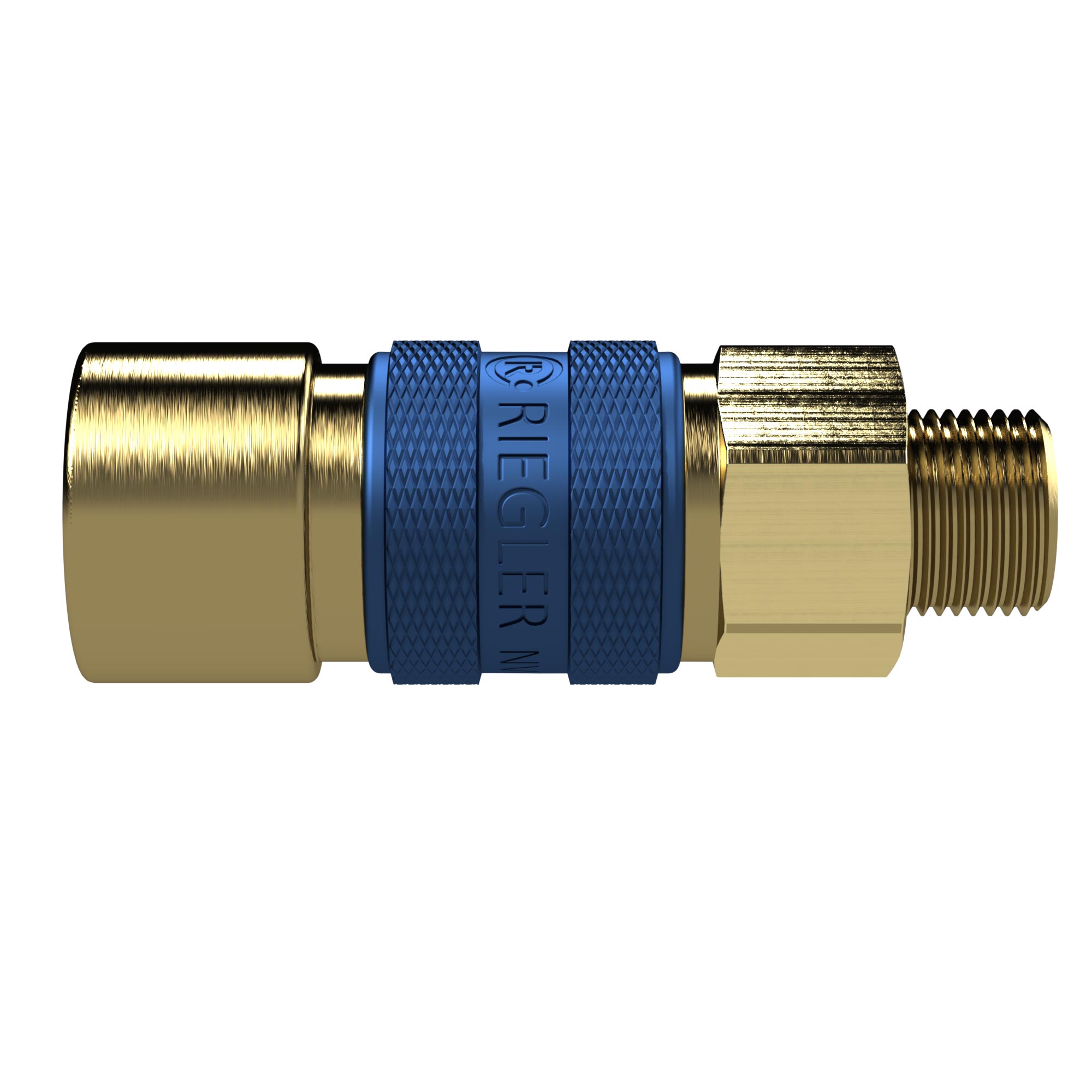 Captive quick-connect coupling I.D. 5, G 1/4 ET, blue - Riegler 136984