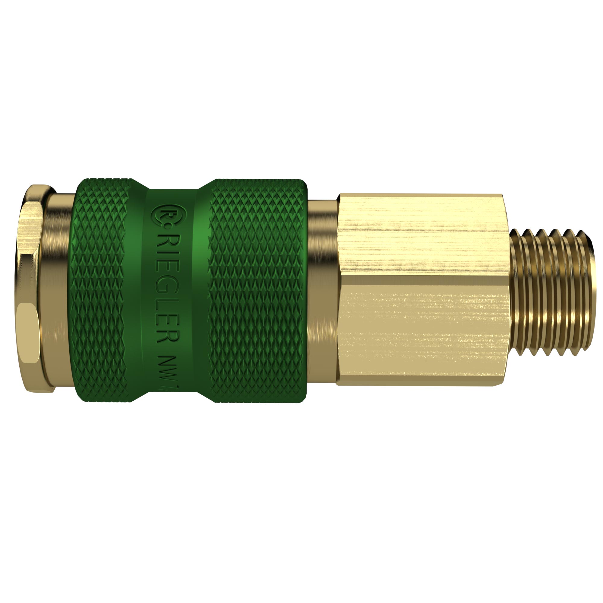 Captive quick-connect coupling I.D. 7.8, G 1/4 ET, green - Riegler 137313