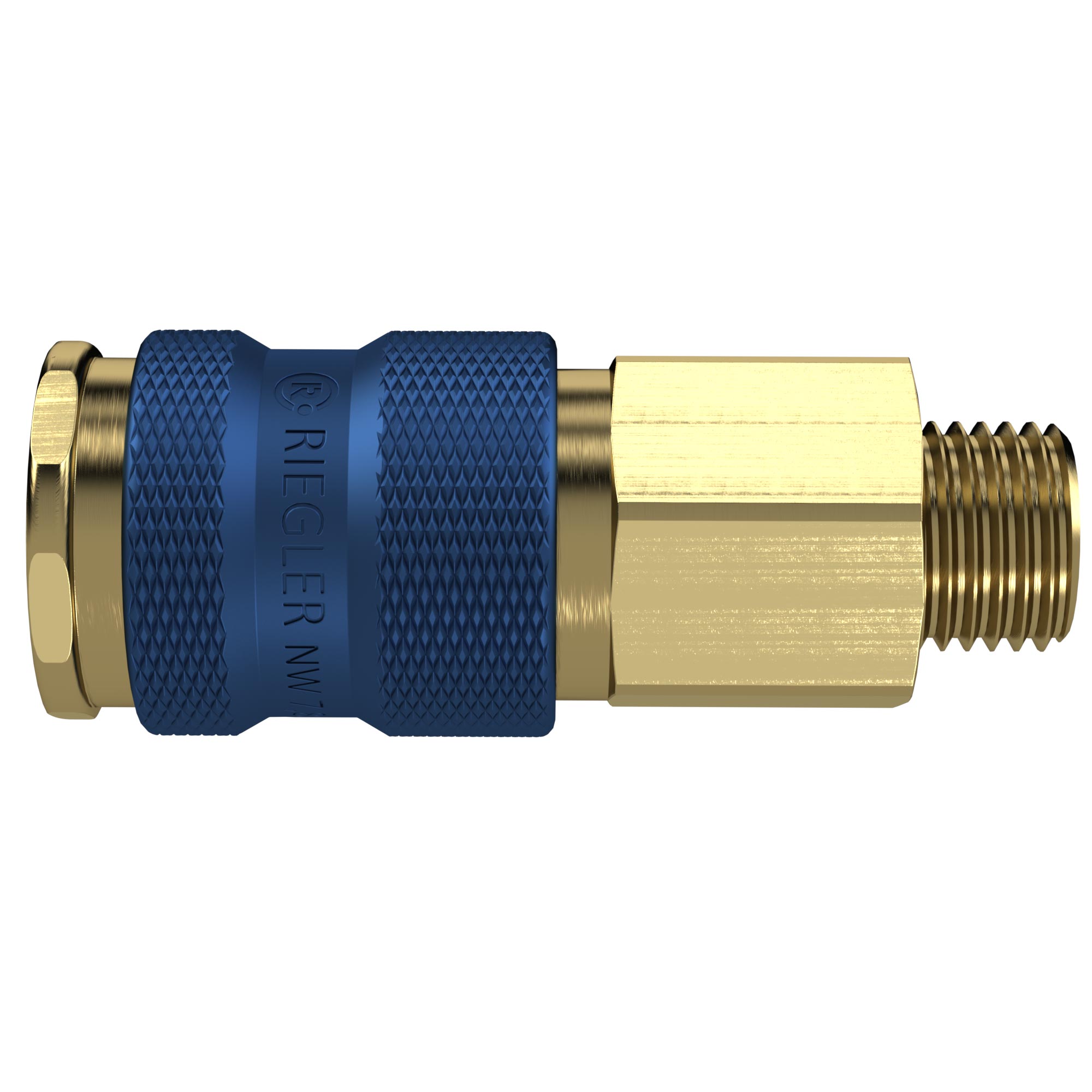 Captive quick-connect coupling I.D. 7.8, G 1/4 ET, blue - Riegler 137550