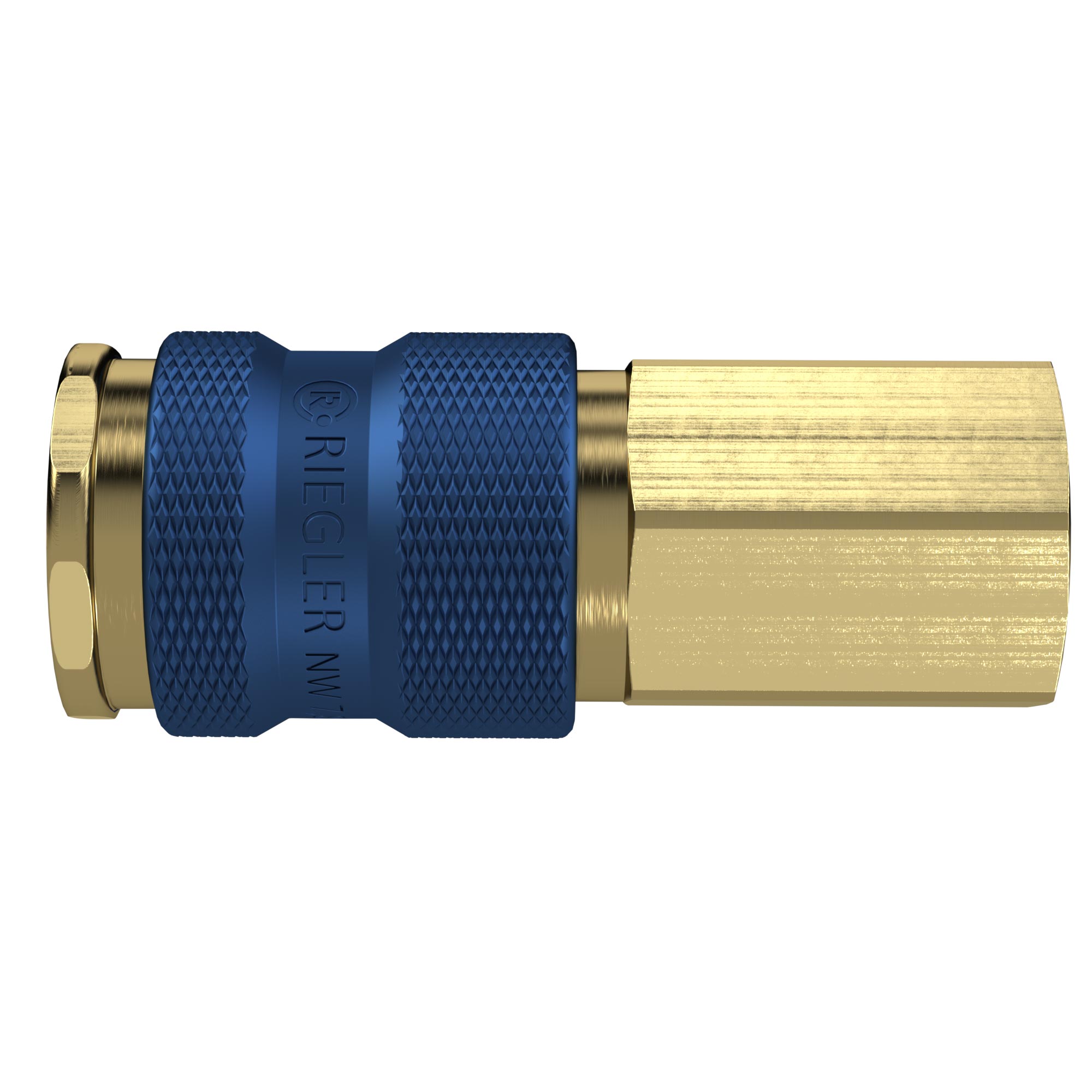 Captive quick-connect coupling I.D. 7.8, G 3/8 IT, blue - Riegler 137559