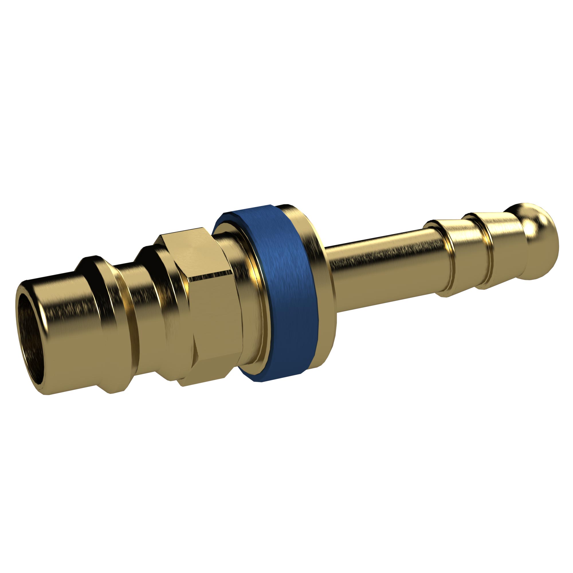 Captive plug-in conn. I.D. 7.8, bright brass, Sleeve I.D.6, blue - Riegler 137566