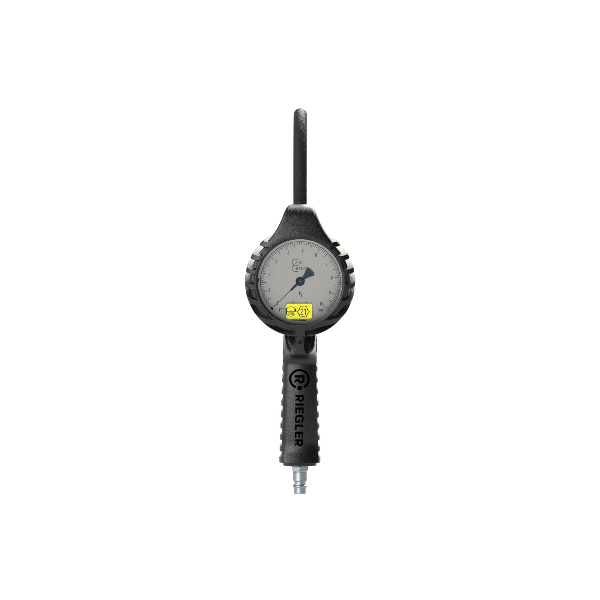 Stand. manual tyre gauge, QUIK-LOK connector, Ø80, cali., 0-12bar - Riegler 137581