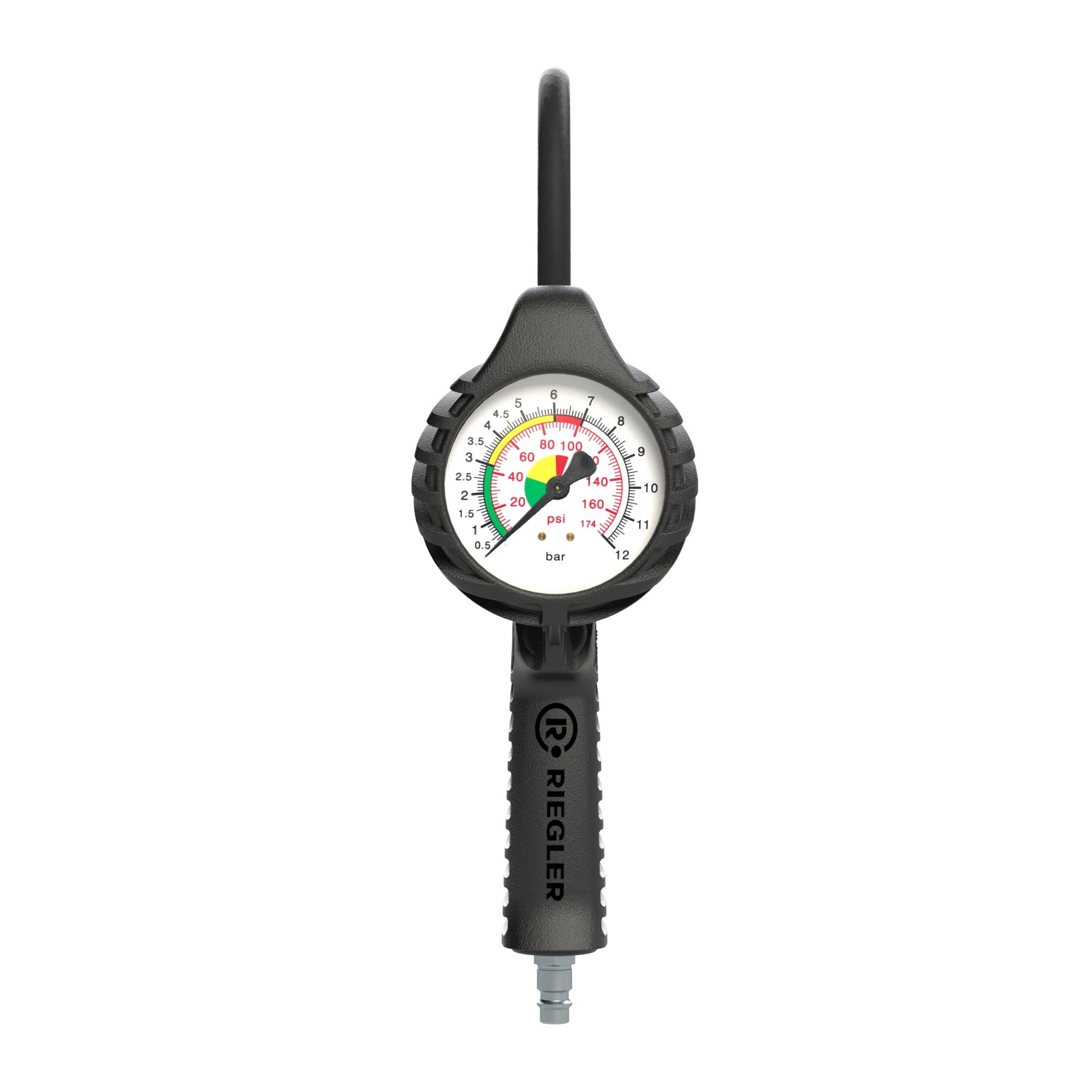 Stand.-Handreifenfüllmesser QS, Mano Ø 80 mm, ungeeicht, 0-12 bar - Riegler 137582