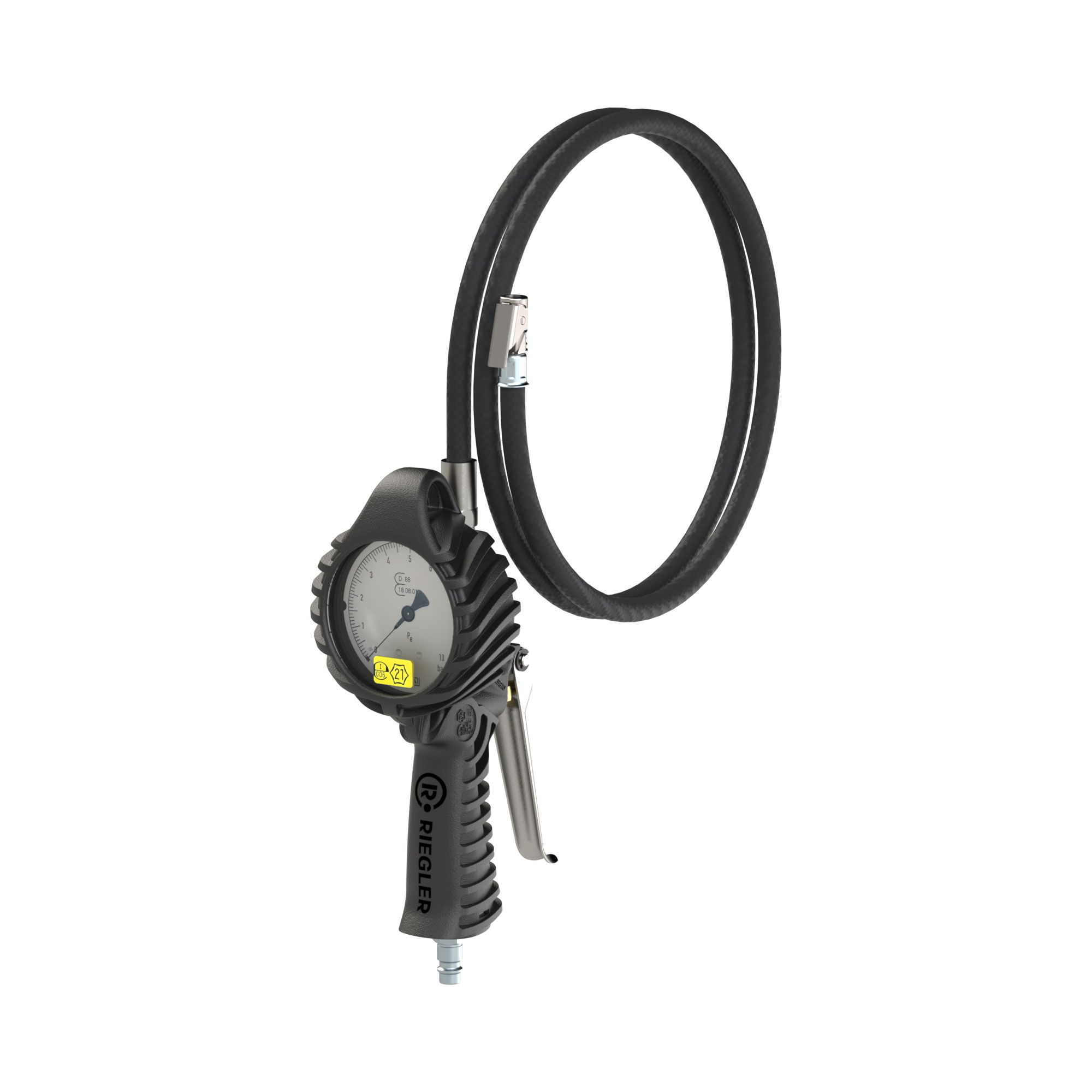 Stand. manual tyre gauge, quick connector, Ø80, calibr., 0-12bar - Riegler 137585