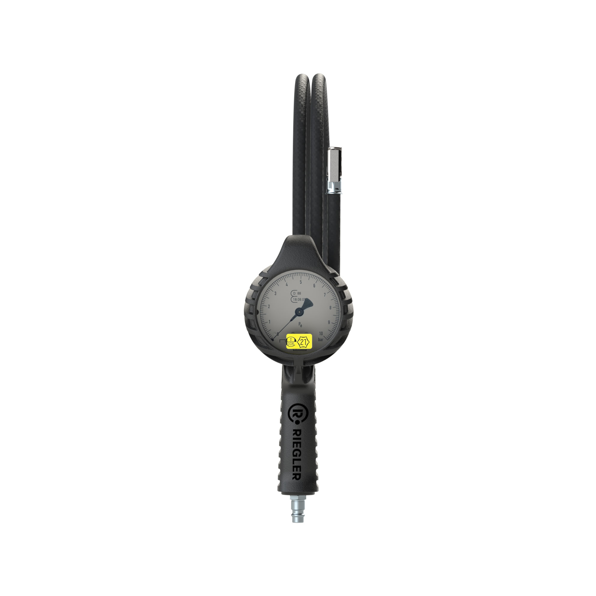 Stand. manual tyre gauge, quick connector, Ø80, calibr., 0-12bar - Riegler 137585