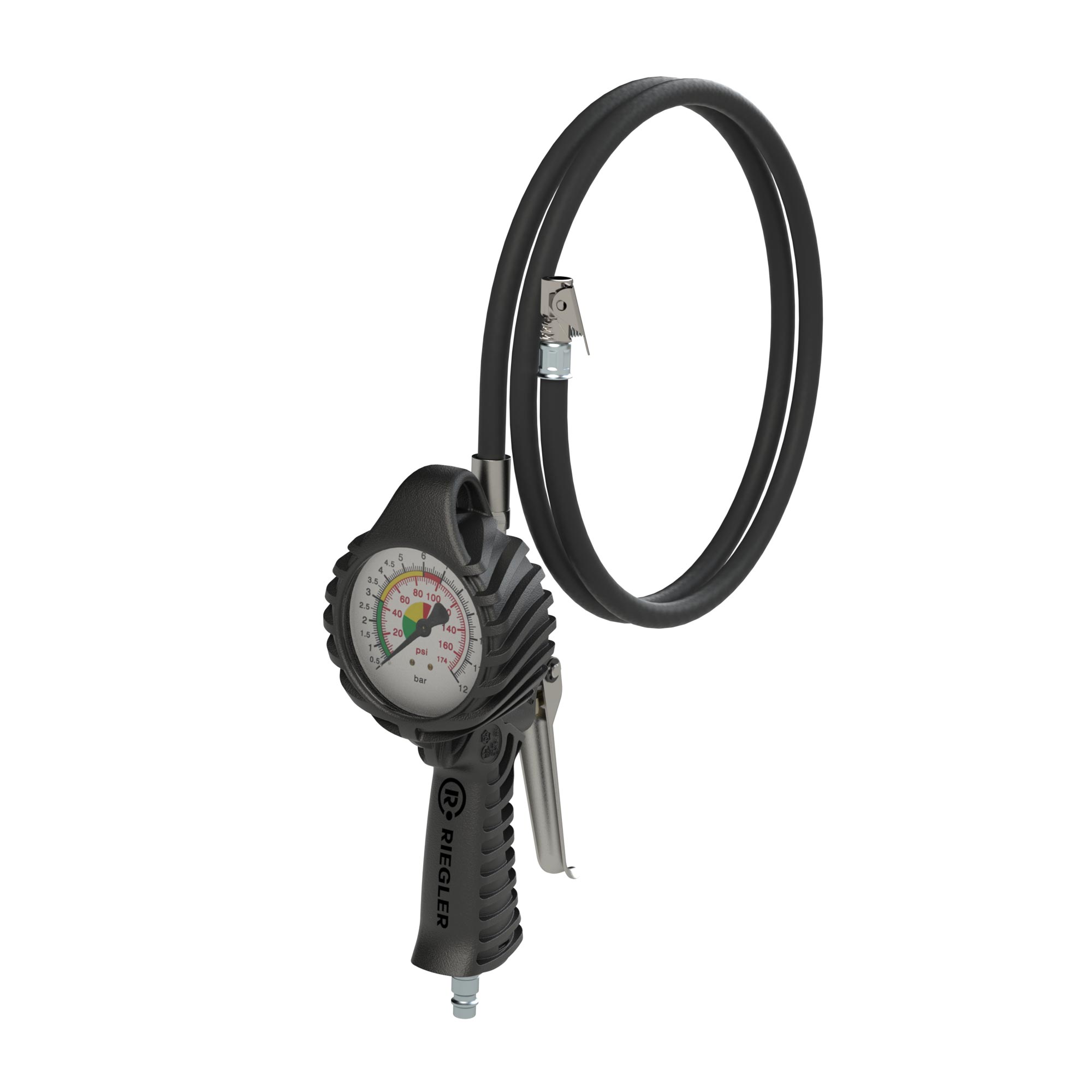 Stand. manual tyre gauge, quick connector, Ø80, Uncalib., 0-12bar - Riegler 137626