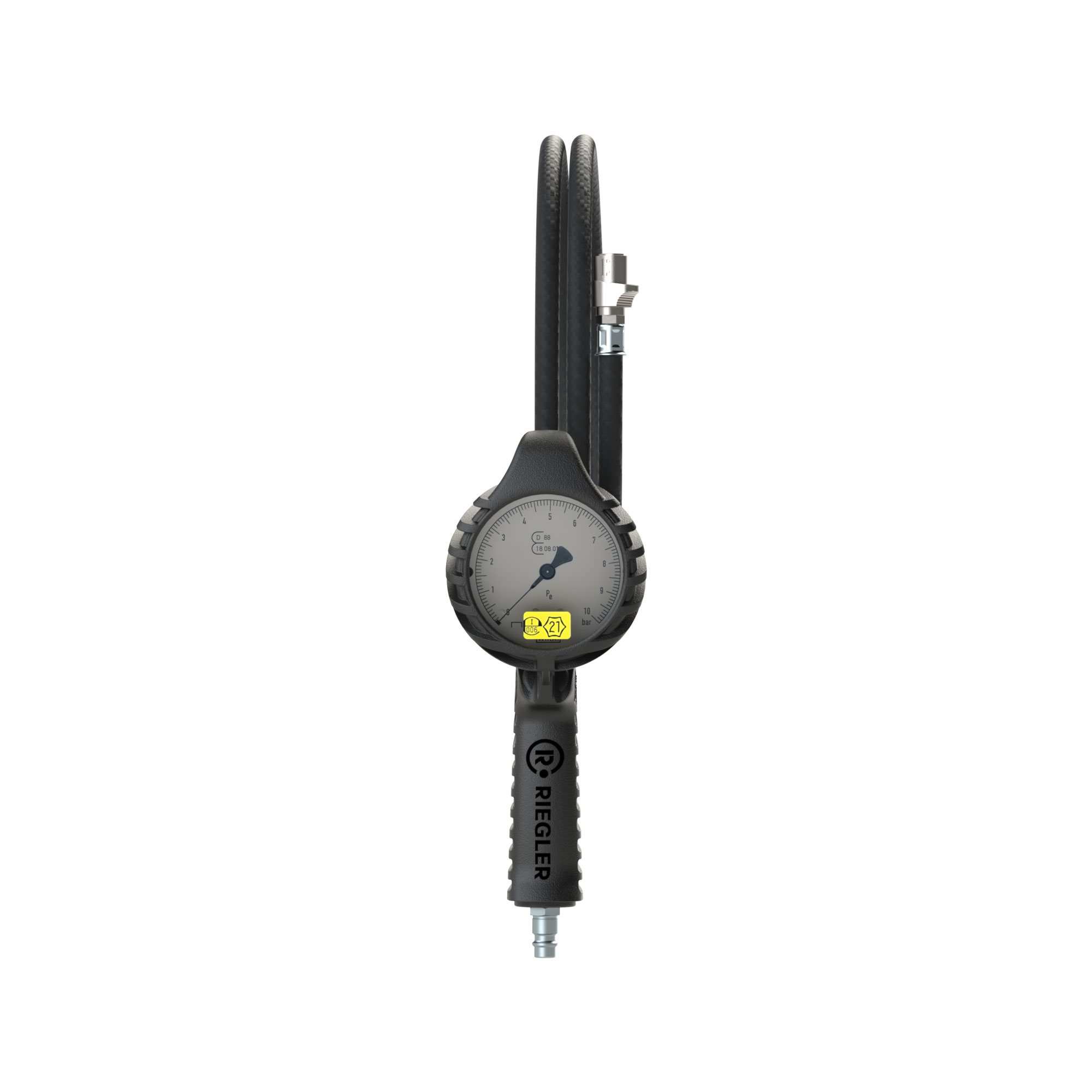 Stand. manual tyre gauge, QUIK-LOK conn., Ø 80, cali., 0 - 12 bar - Riegler 137647
