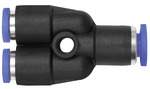 Riegler 148886.Push-in Y-connector »Blue Series« mini, red., hose exterior Ø 6/4