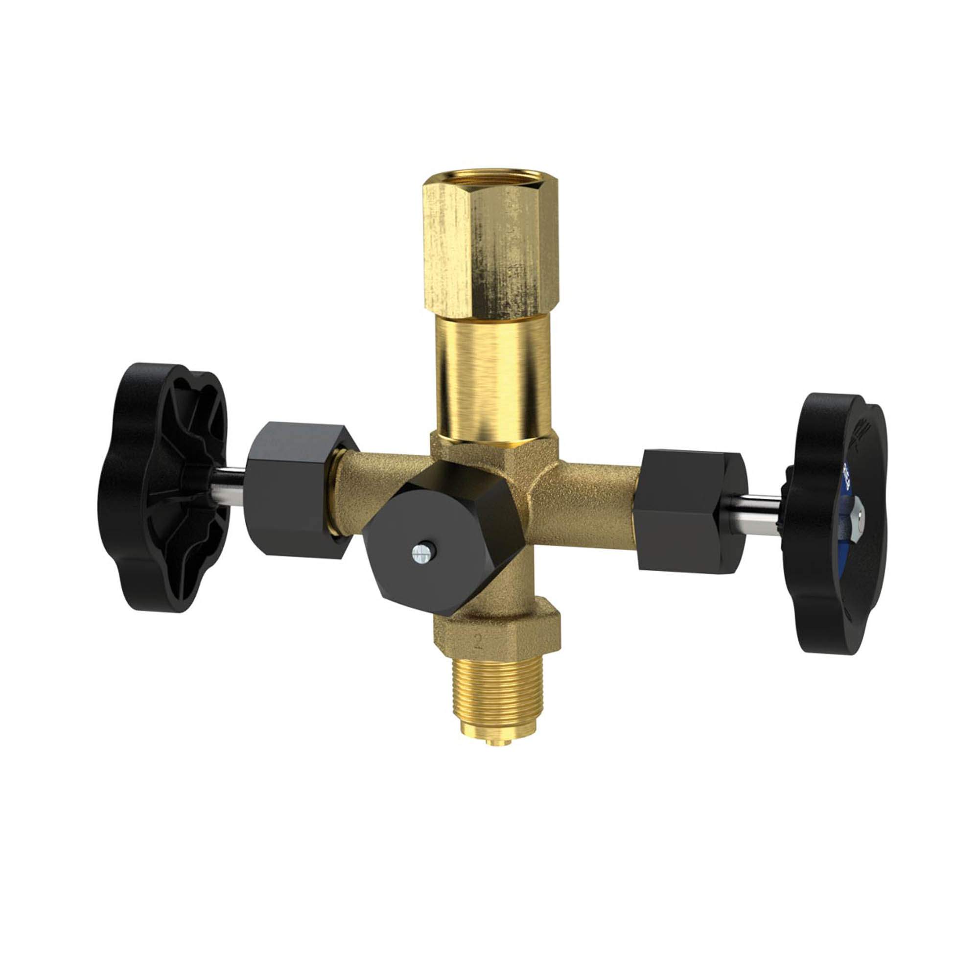 Pr.gauge double block.valve, taps-rot. sleeve G1/2,stainl. steel - Riegler K39
