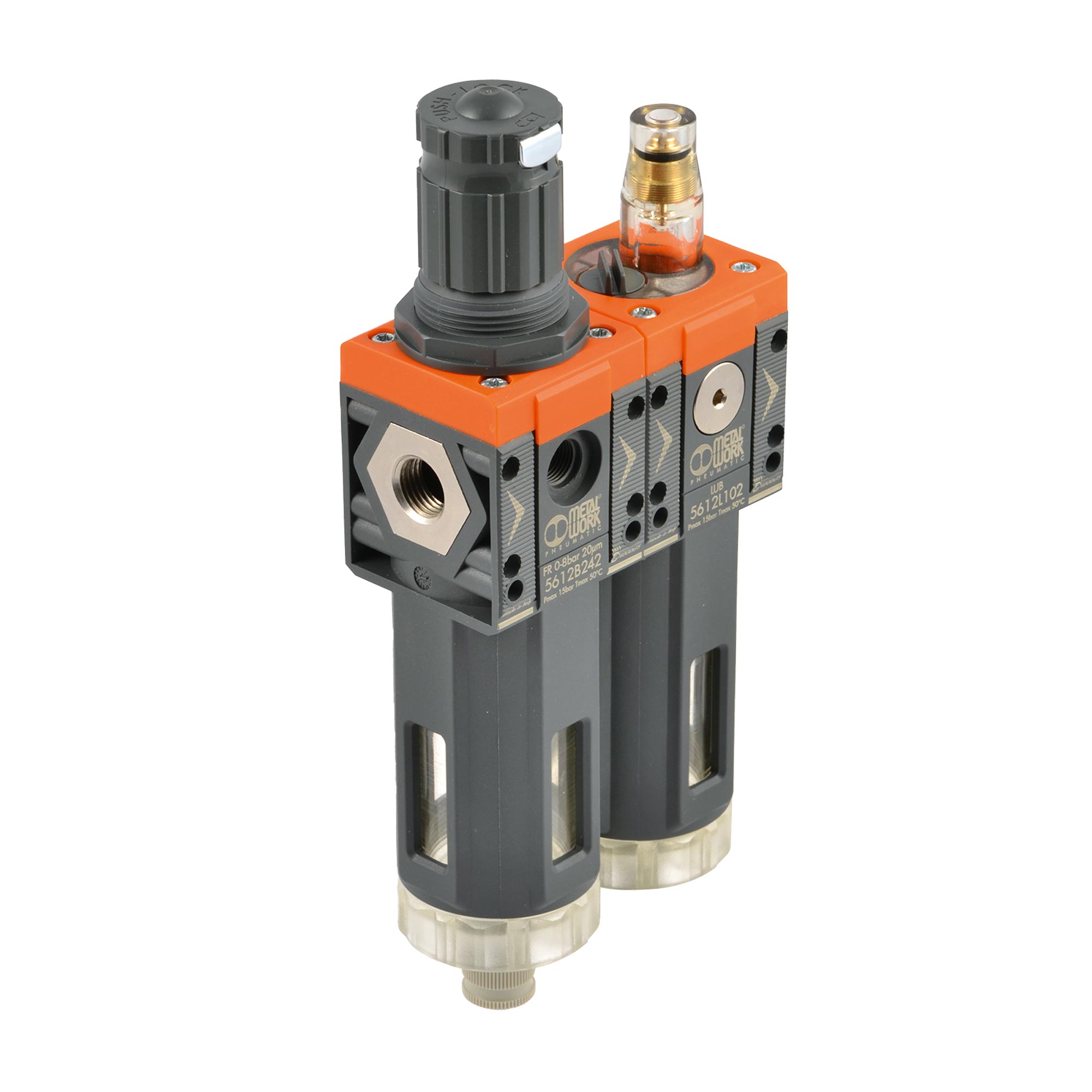 Filter reg.+lubricator »SYNTESI«, s.2, G3/8, 20µm, 0…10 bar, RA - Riegler 144800
