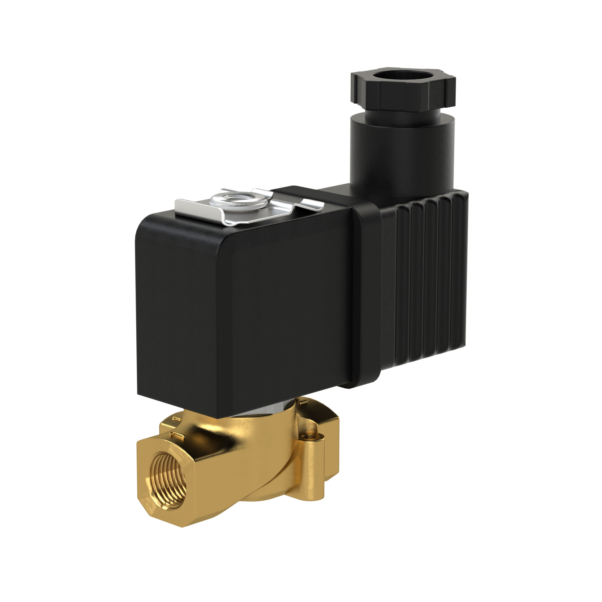 3/2 solenoid valve, brass, NC - Riegler K2611