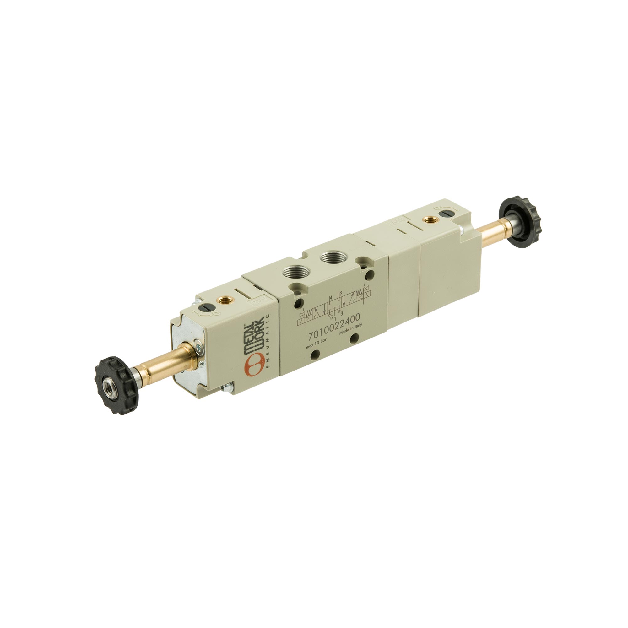 5/3-way valve, electropneumatic, mid-position closed, G 1/8 - Riegler 145715