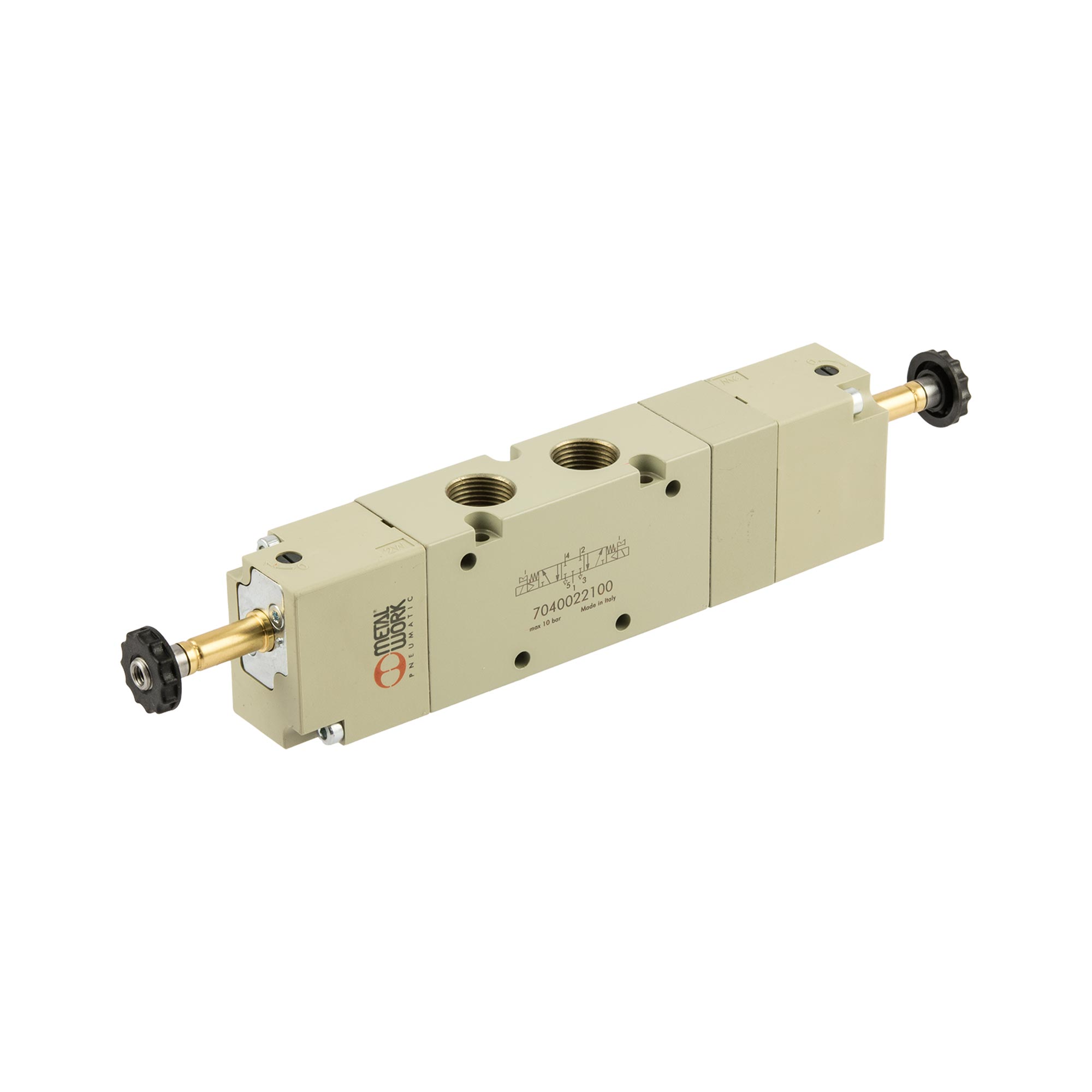 5/3-Wegeventil, elektropneumatisch, Mitte geschlossen, G 3/8 - Riegler 145717