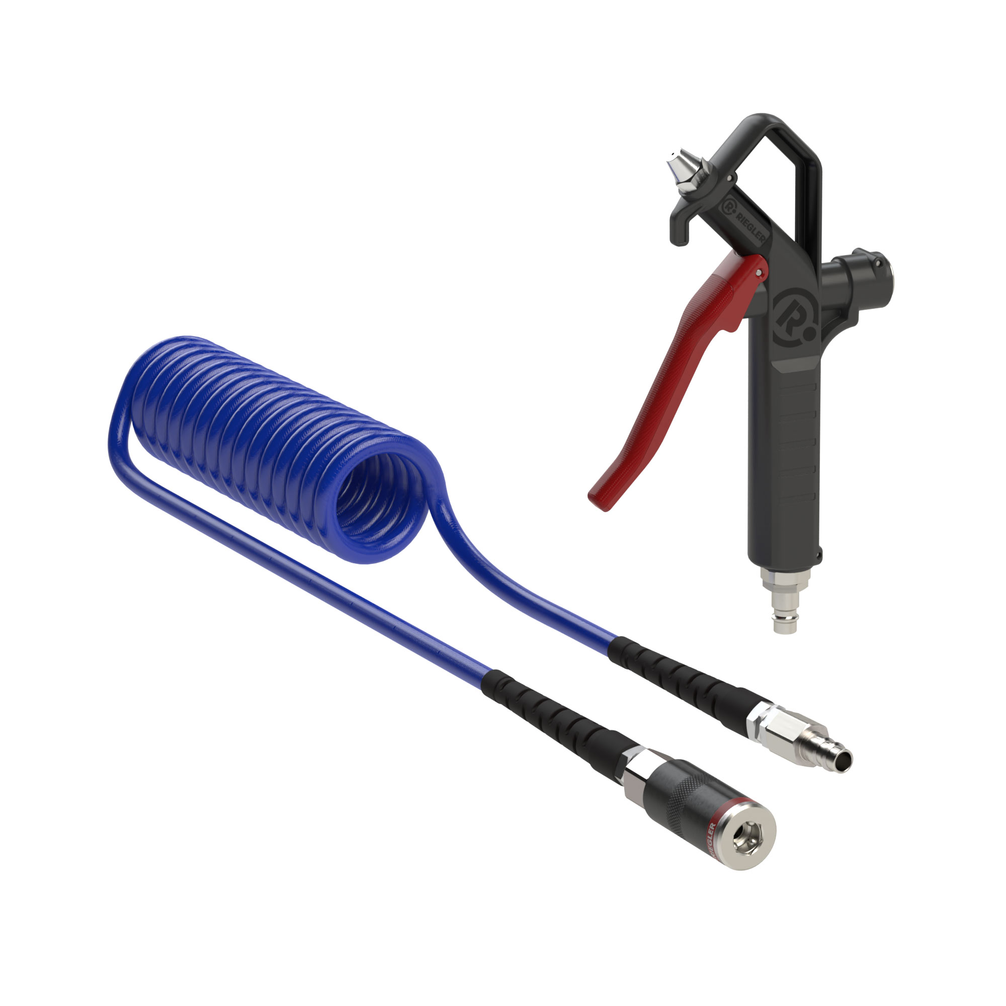 Spiral hose and blow gun kit plastic, PU-hose-Ø 10x6.5, max. 6m - Riegler 146091