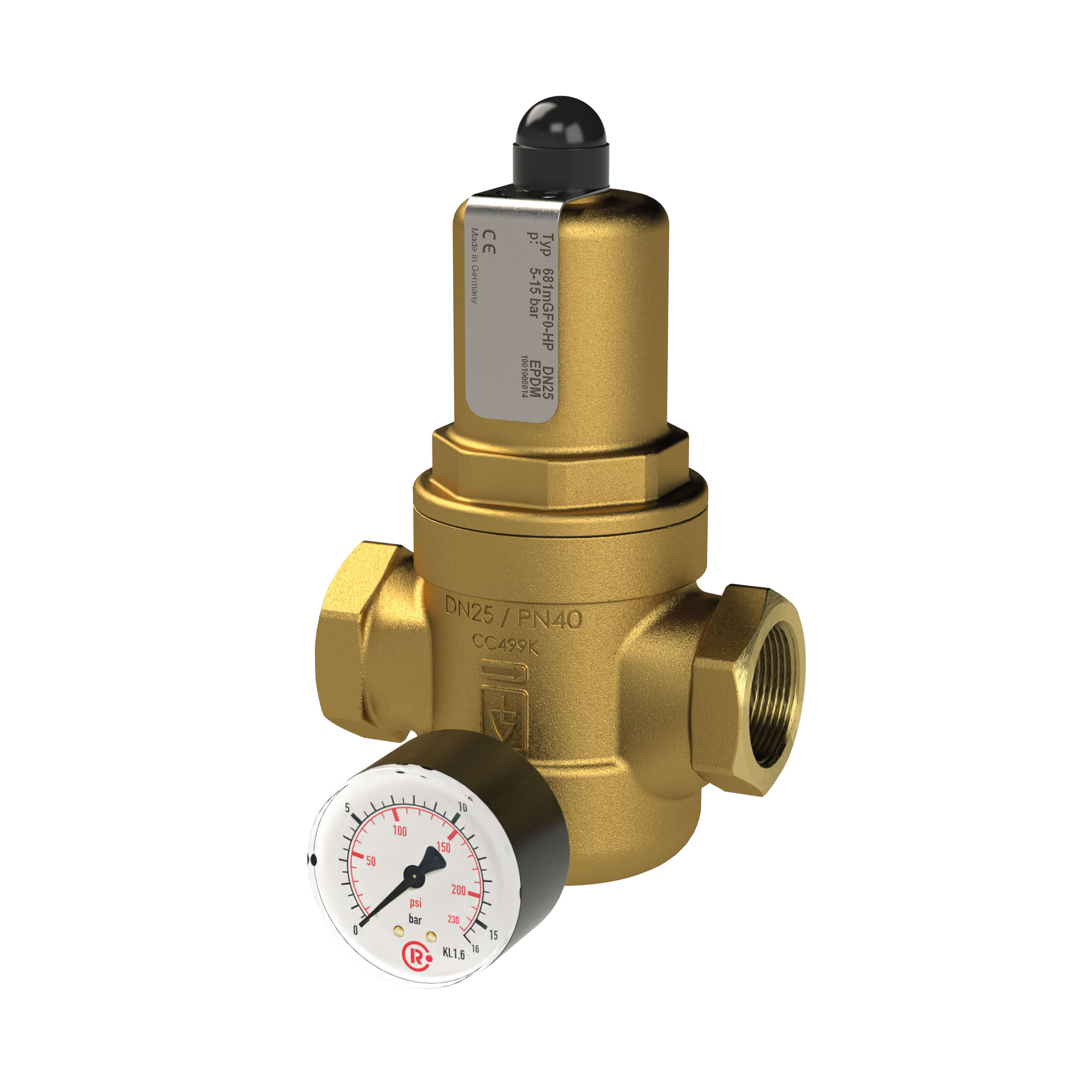 Druckregler f. Trinkw., Rotguss, m. Mano - Riegler K2595