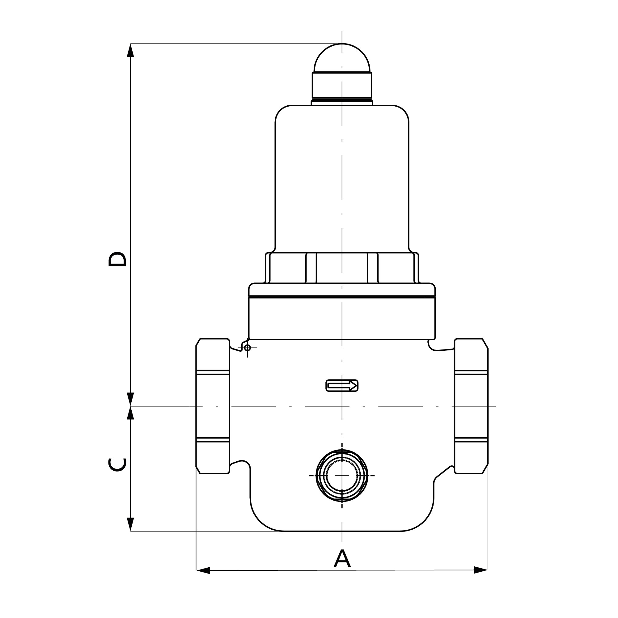 Druckregler f. Trinkw., Rotguss, m. Mano, G 1/2 IG, 1 - 8 bar - Riegler 146316