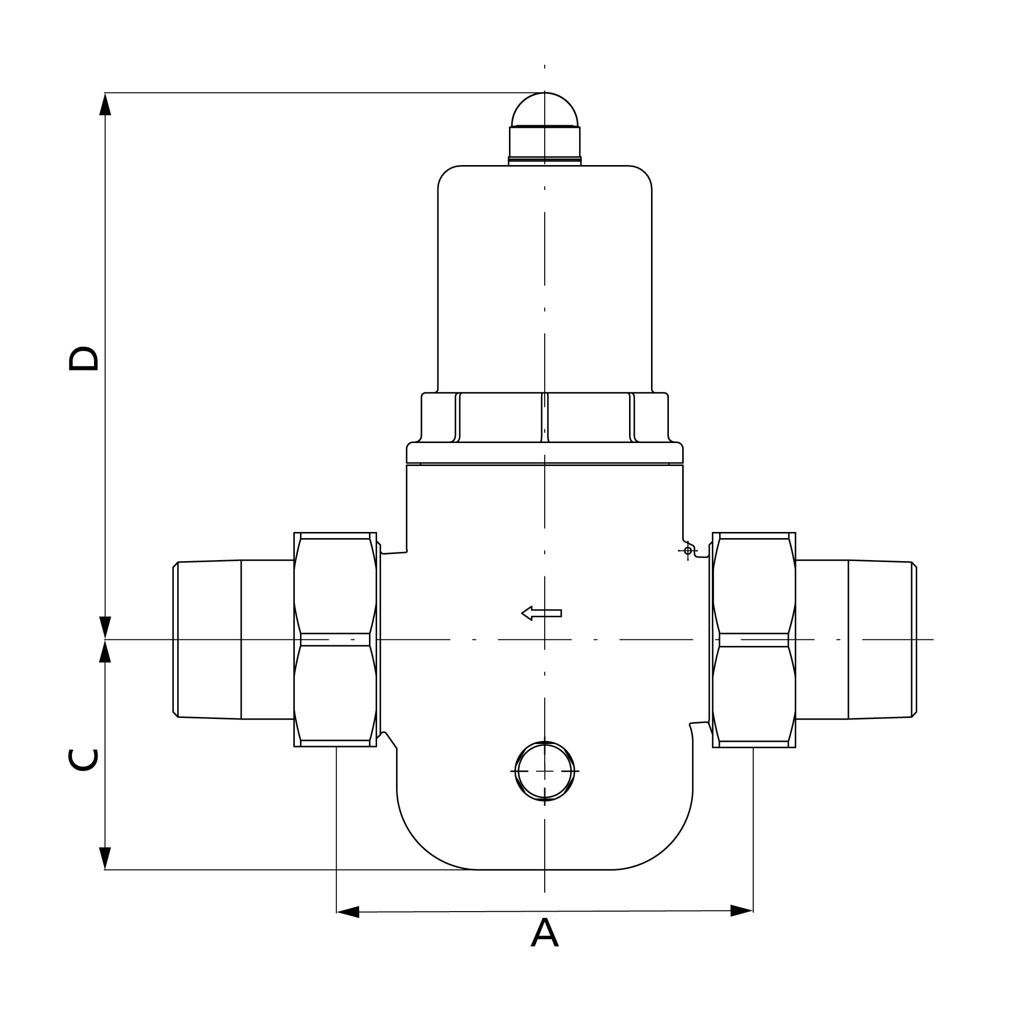 Pressure regulator f. pot. water, w. mano., R 1 1/2 ET, 1-8 bar - Riegler 146324