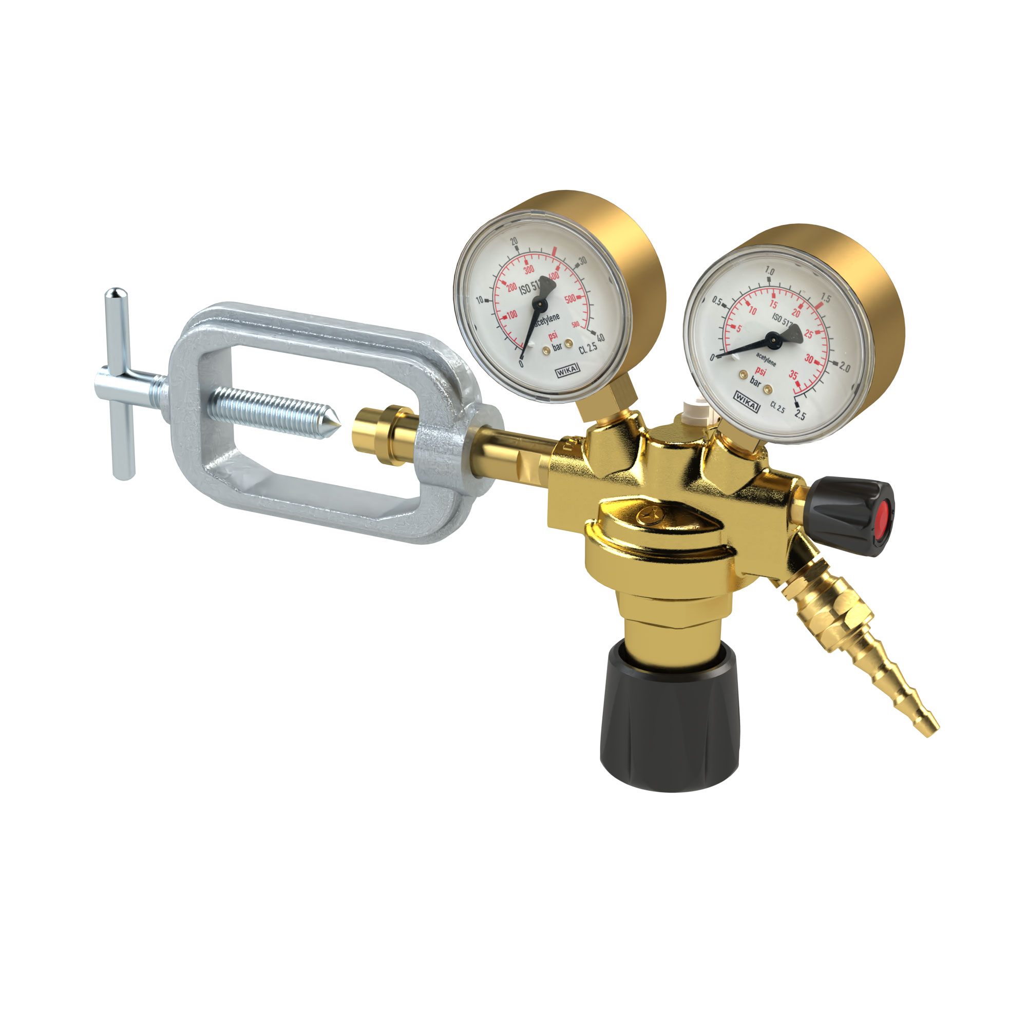 Cylinder pressure regulator, 25 bar, Acetylene, 0 - 1,5 bar - Riegler 146761