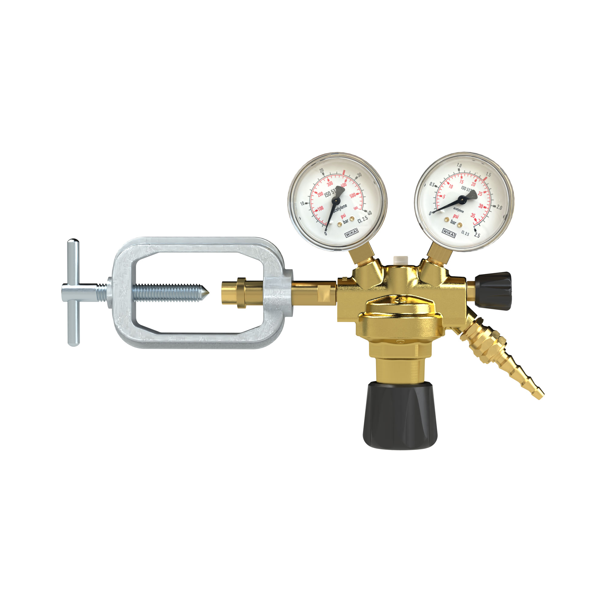 Cylinder pressure regulator, 25 bar, Acetylene, 0 - 1,5 bar - Riegler 146761