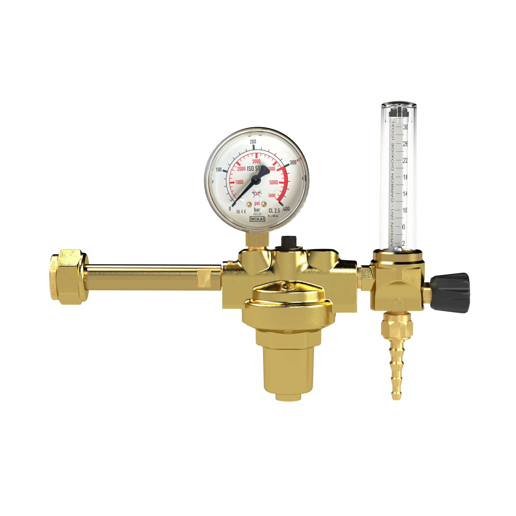 Cylinder pressure regulator 200bar CO2/argon Flowmeter 0-30 l/min - Riegler 146766