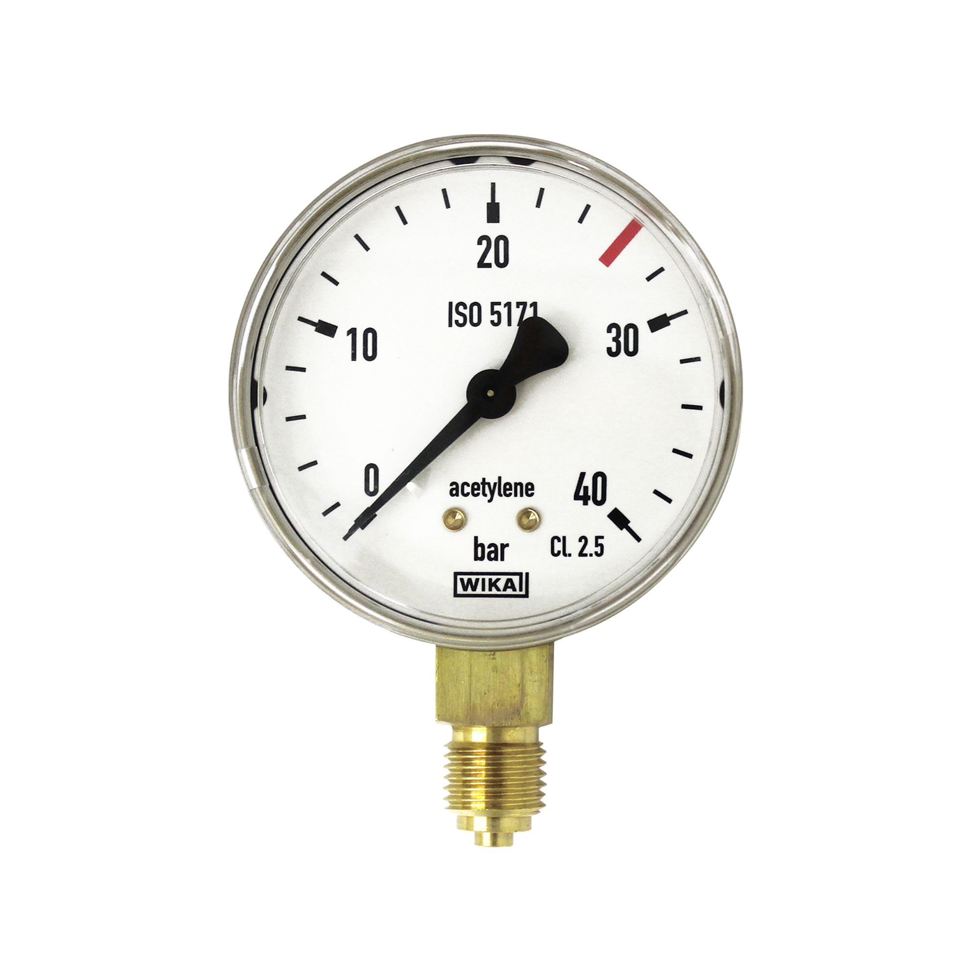 Content pressure gauge for Cylinder pressure reg., C2H2, 0-40 bar - Riegler 146826