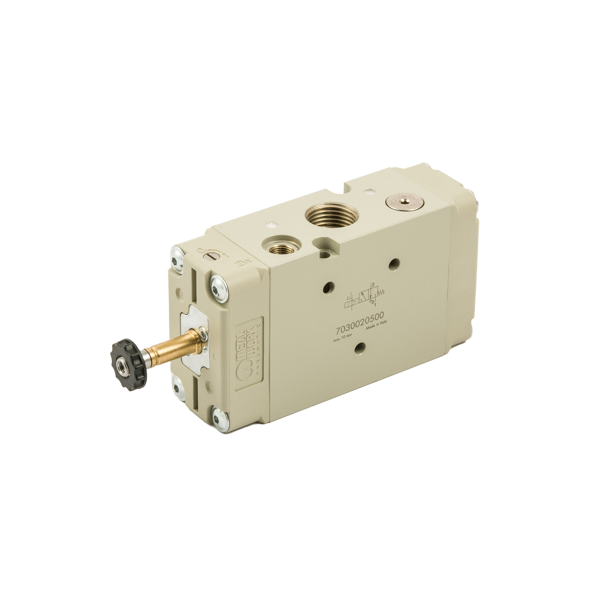 3/2-Wegeventil, elektropn., ext. Steuerl., monostabil, G 1/2, NC - Riegler 147116