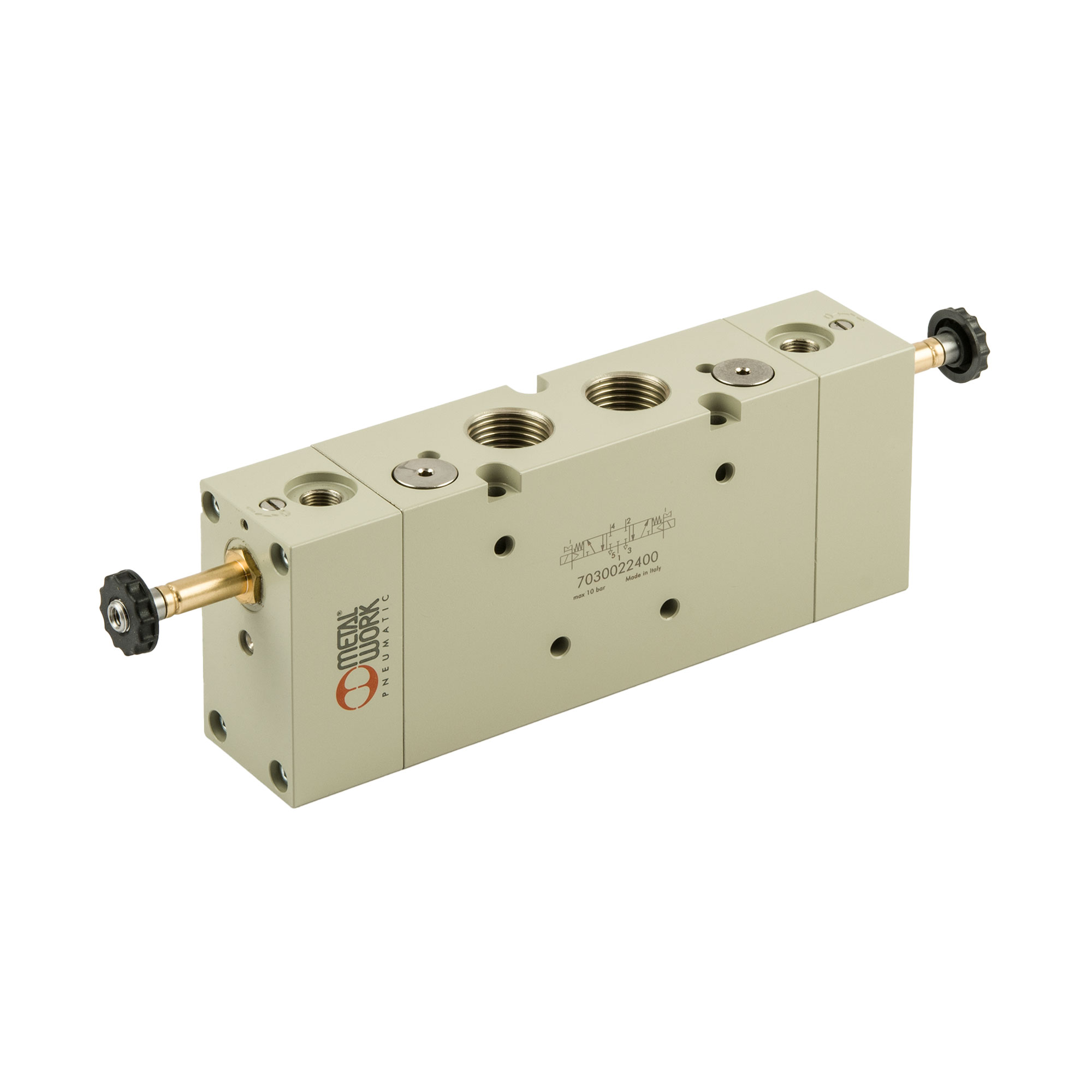 5/3-Wegeventil, elektropn., ext. Steuerl., Mitte entlüftet, G 1/2 - Riegler 147136