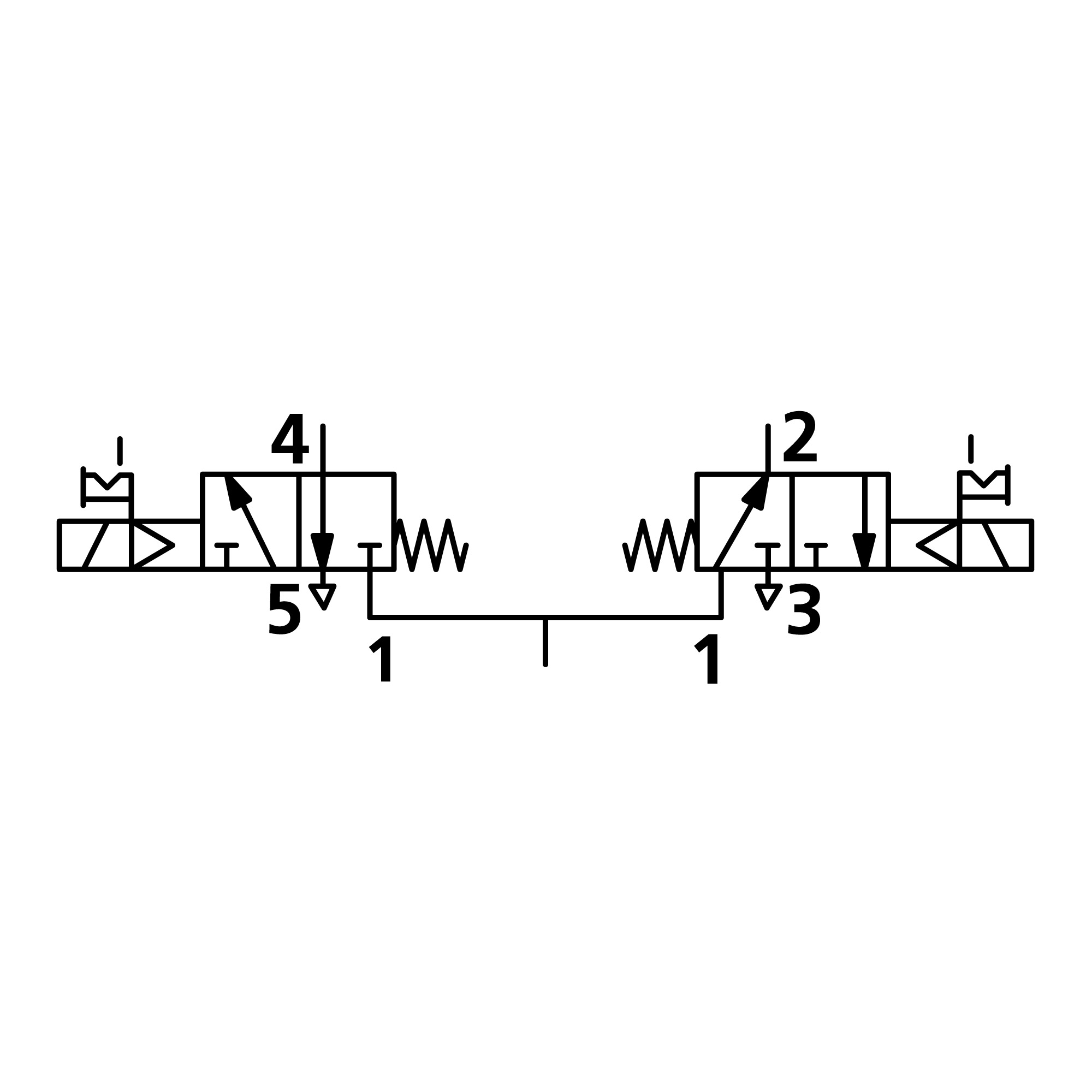 2x3/2-Wegeventil, elektropneumatisch, monostabil, G 1/4, NC-NO - Riegler 147146
