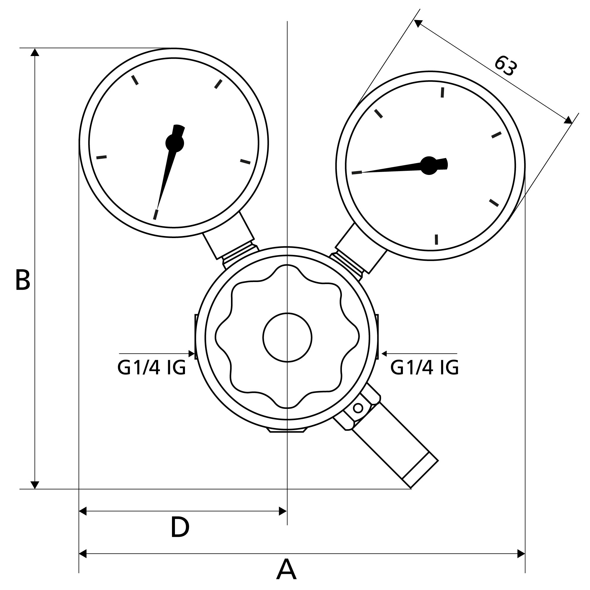 Line pressure regulator 300 bar, G 1/4 IT, 1 - 100 bar - Riegler 148148