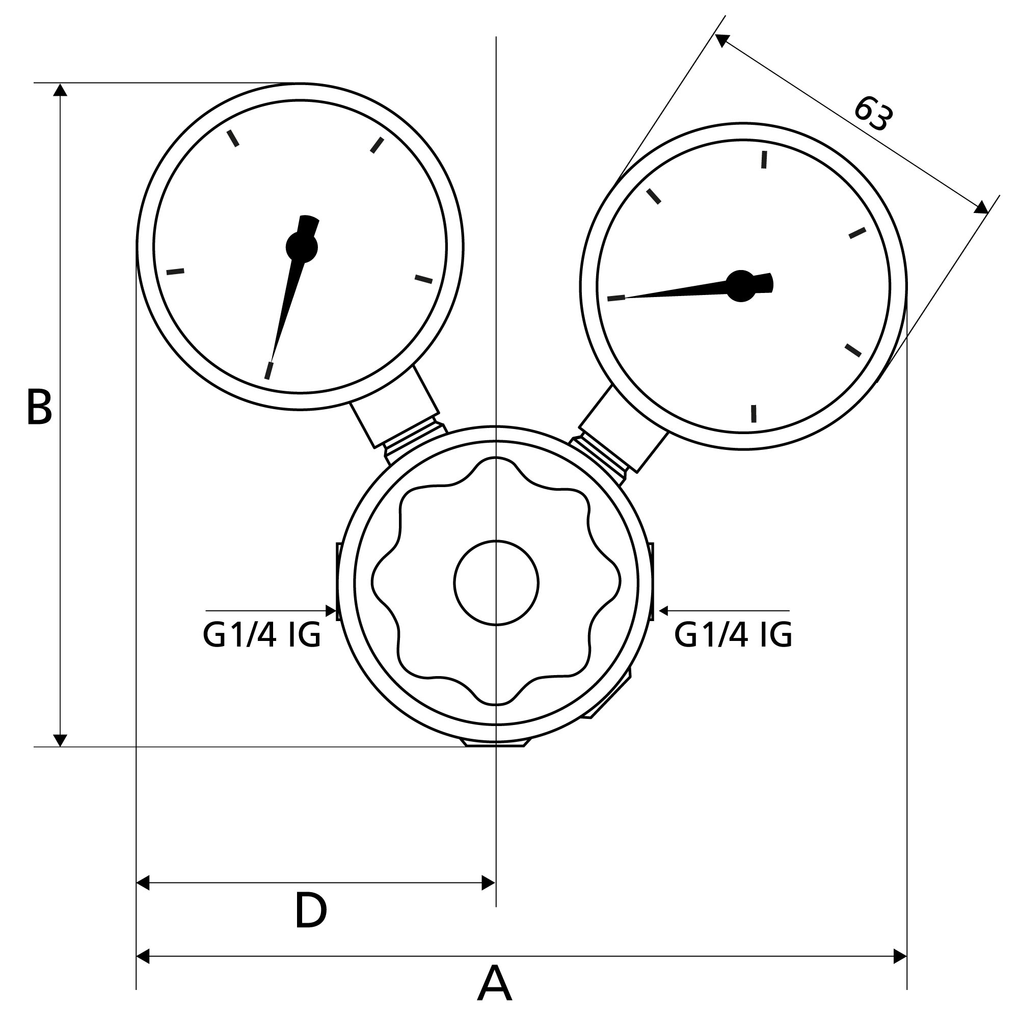 Leitungsdruckregler 300 bar, inkl. Mano, G 1/4 IG, 1 - 200 bar - Riegler 148149