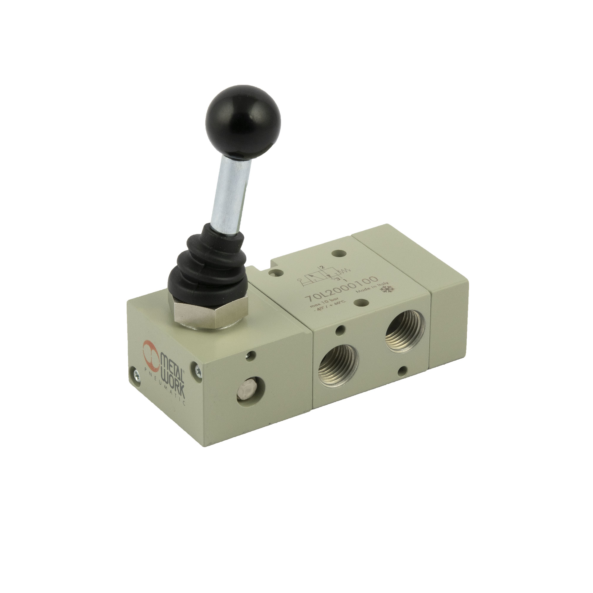 3/2-Wegeventil Tieftemperatur., man. 90° Hebel, bistabil, G 1/4 - Riegler 149907