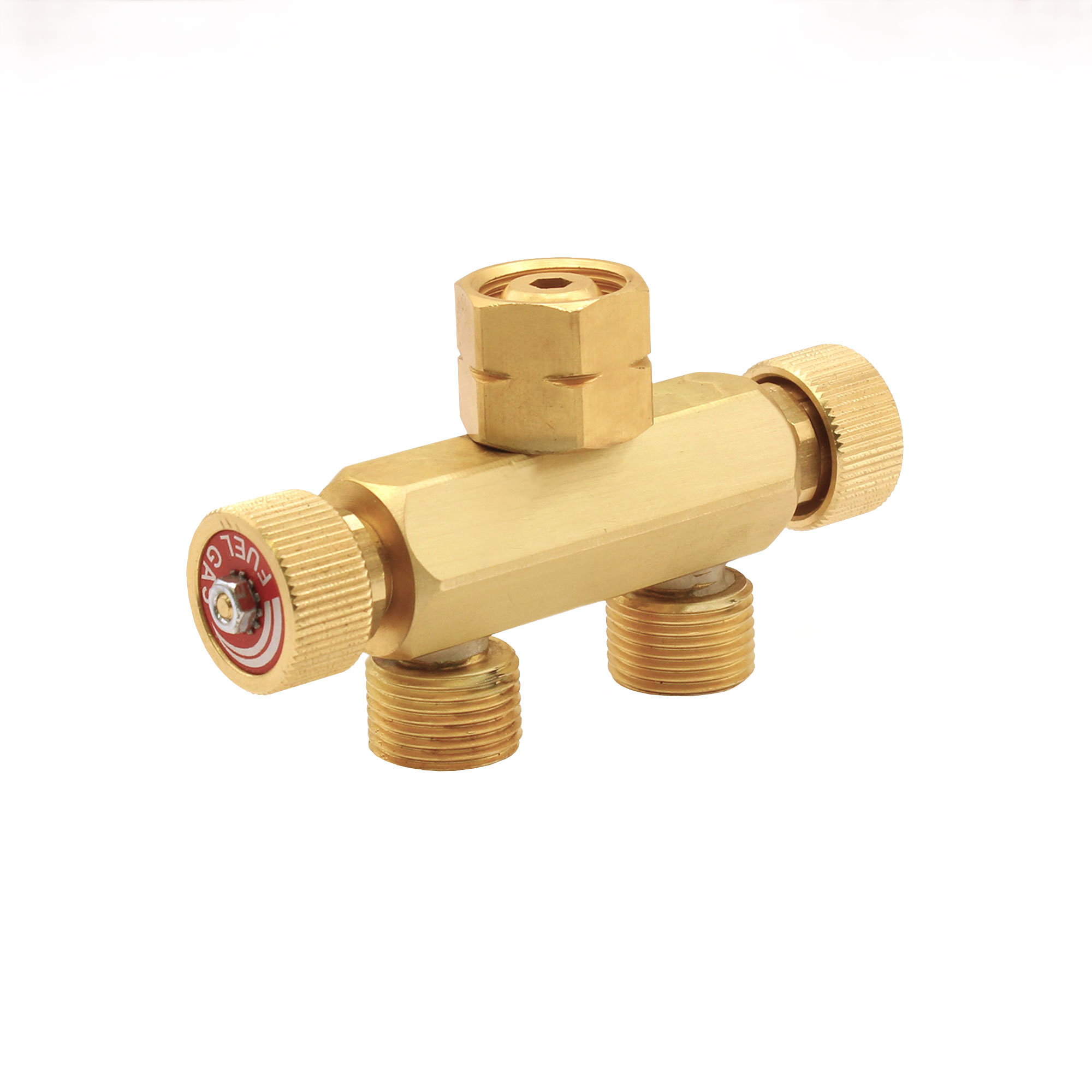Distributor, fuel gas, G 3/8 LH, without hose sleeves - Riegler 149985