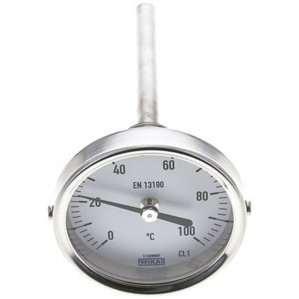 Wika TW 10063100 Bimetallthermometer, waagerecht D63/0 bis +100°C/100mm
