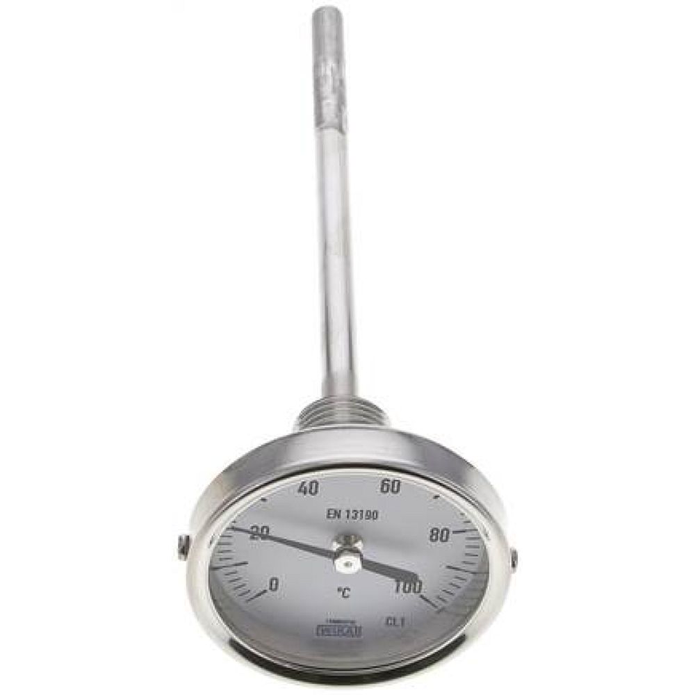 Wika TW 10063160 Bimetallthermometer, waagerecht D63/0 bis +100°C/160mm