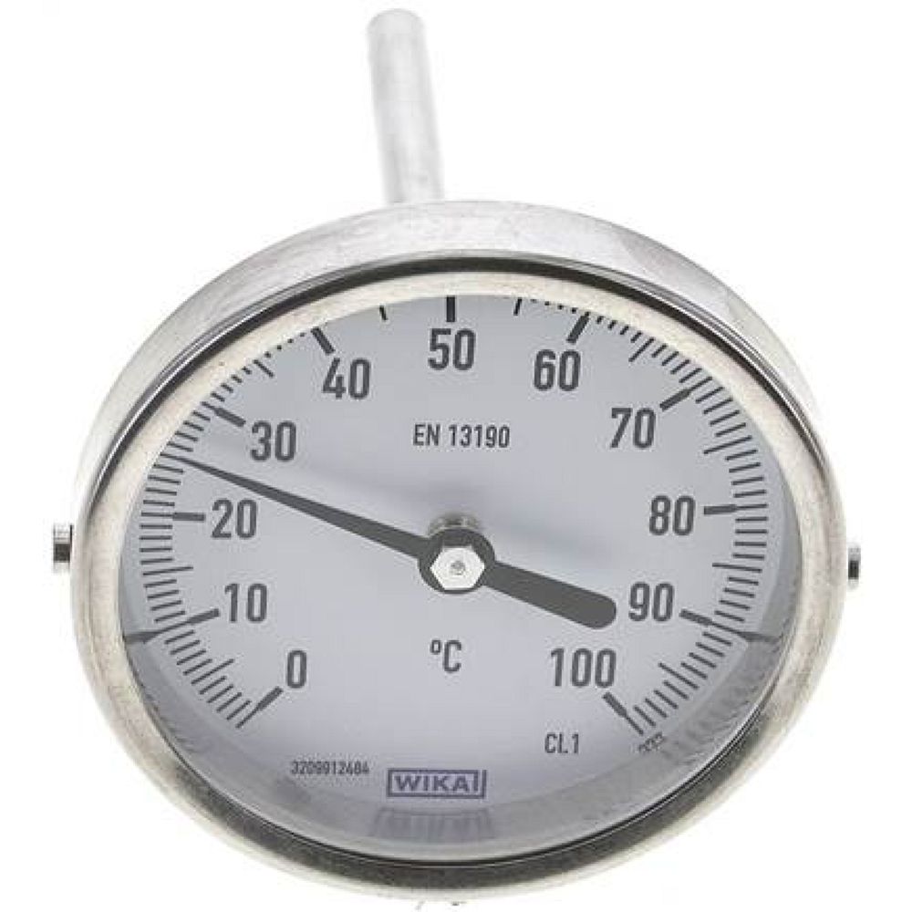 Wika TW 10080100 Bimetallthermometer, waagerecht D80/0 bis +100°C/100mm