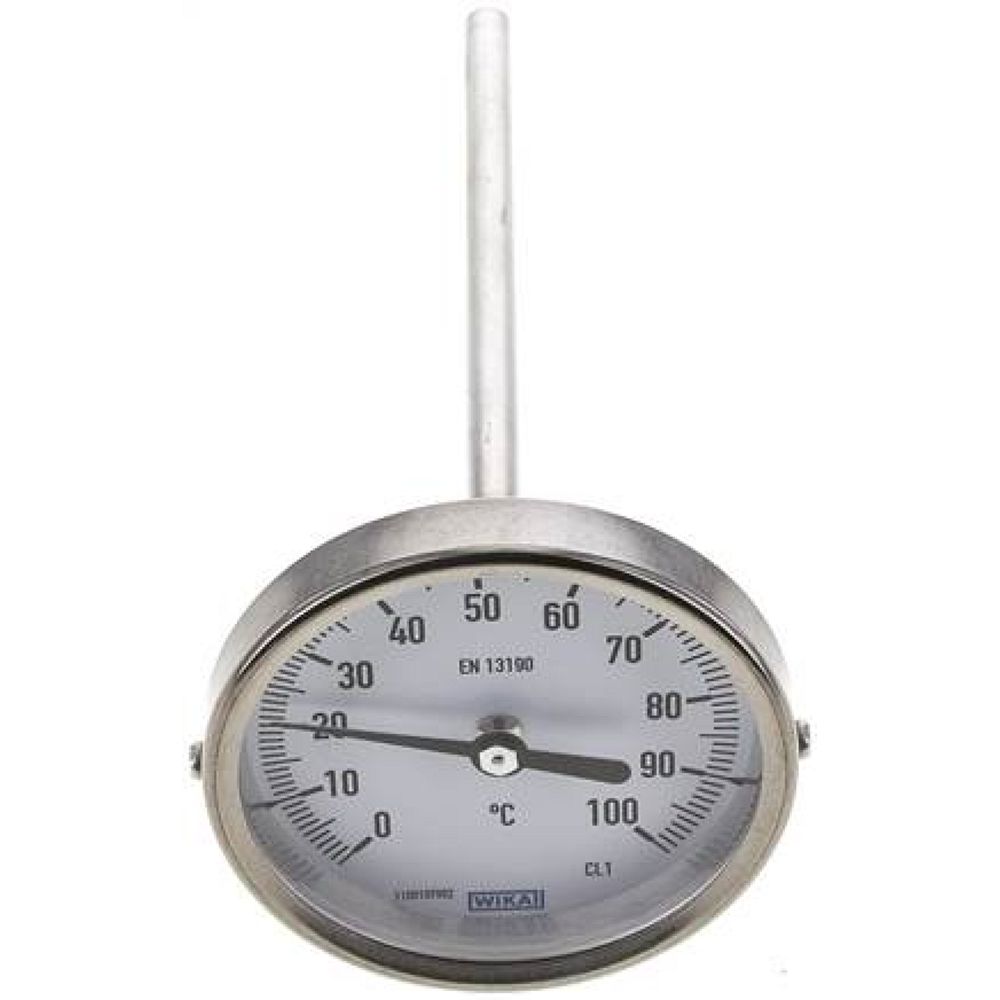 Wika TW 10080160 Bimetallthermometer, waagerecht D80/0 bis +100°C/160mm