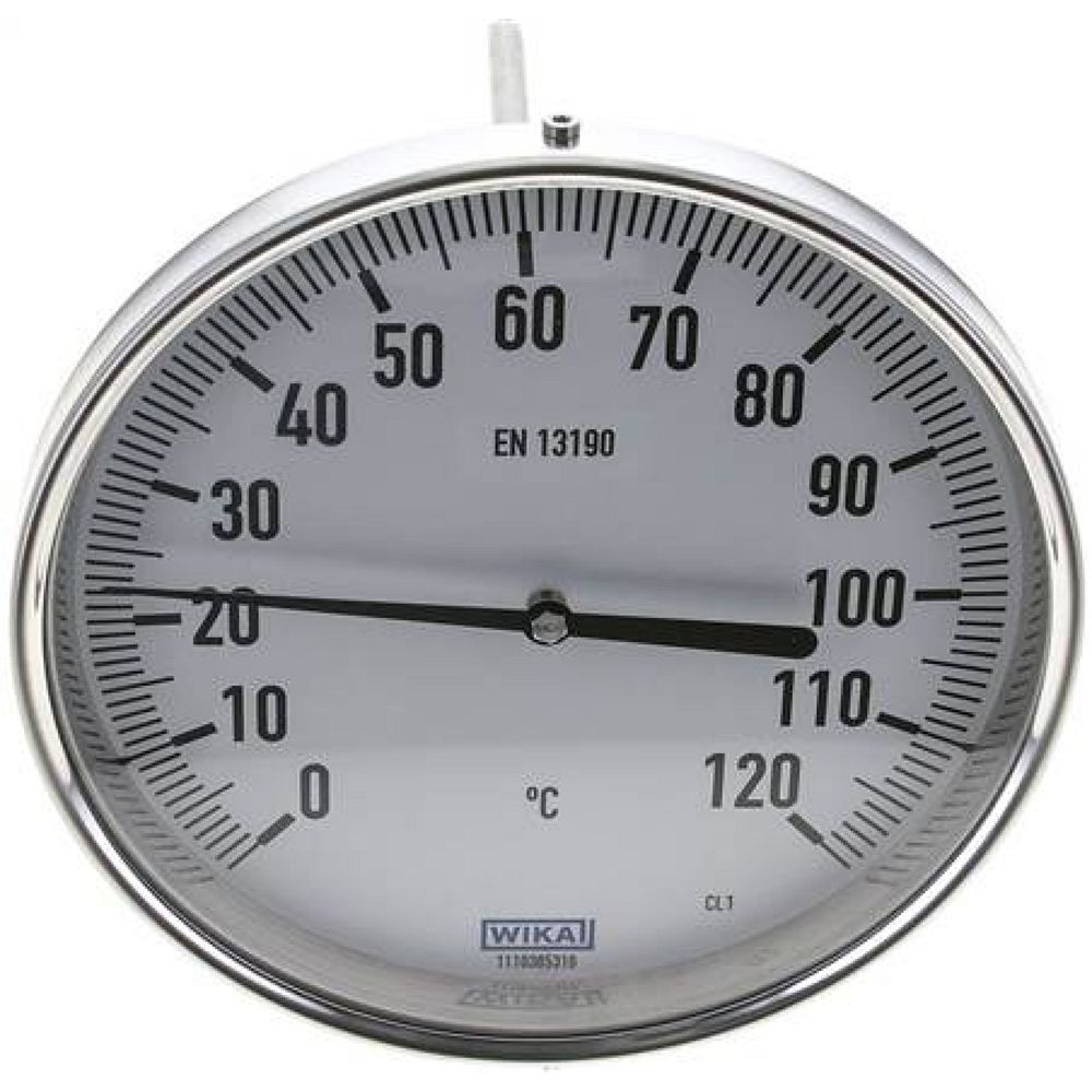 Wika TW 120160200 Bimetallthermometer, waagerecht D160/0 bis +120°C/200mm