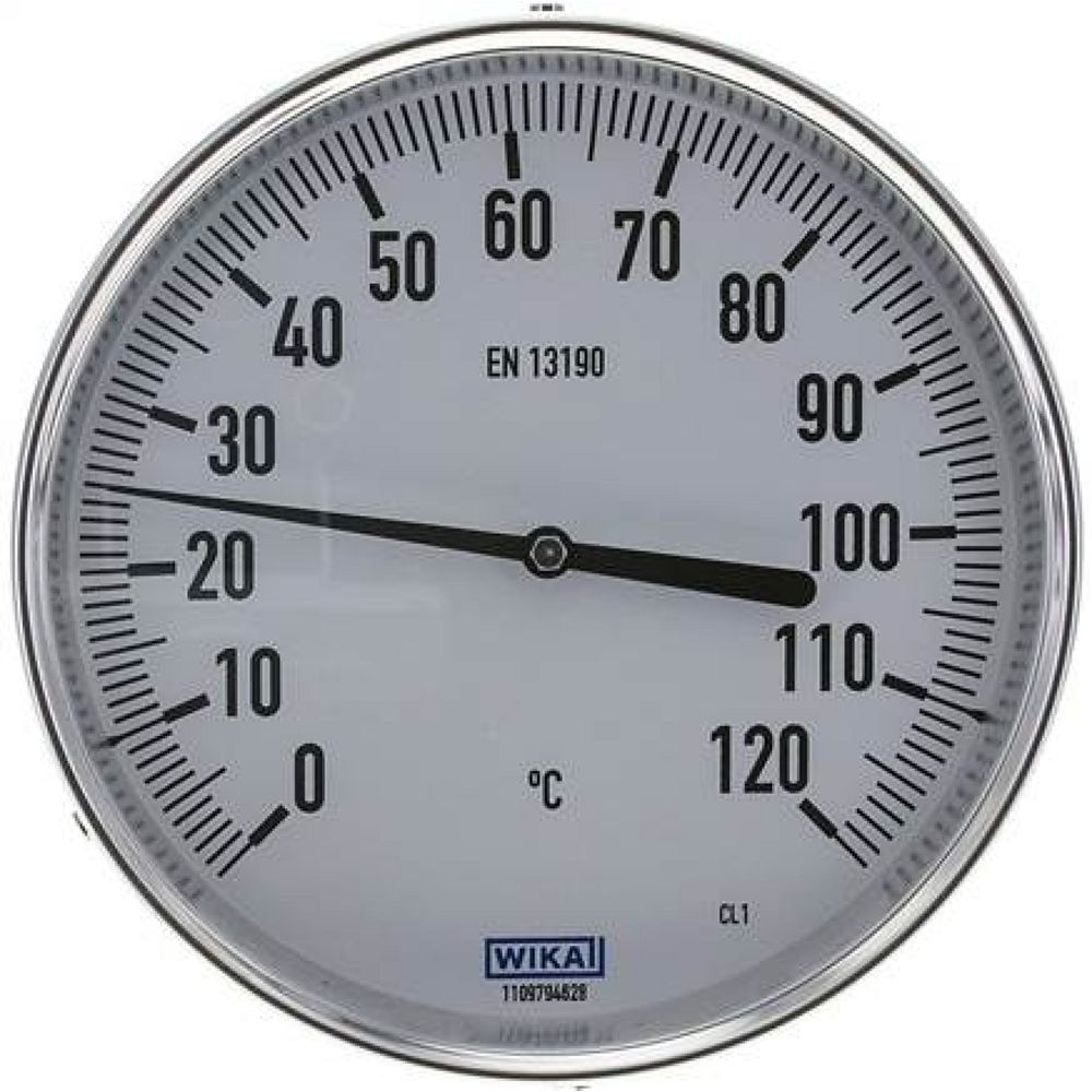 Wika TW 12016063 Bimetallthermometer, waagerecht D160/0 bis +120°C/63mm