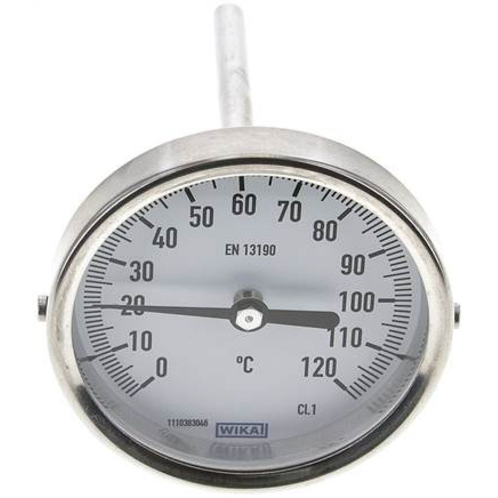 Wika TW 12080100 Bimetallthermometer, waagerecht D80/0 bis +120°C/100mm