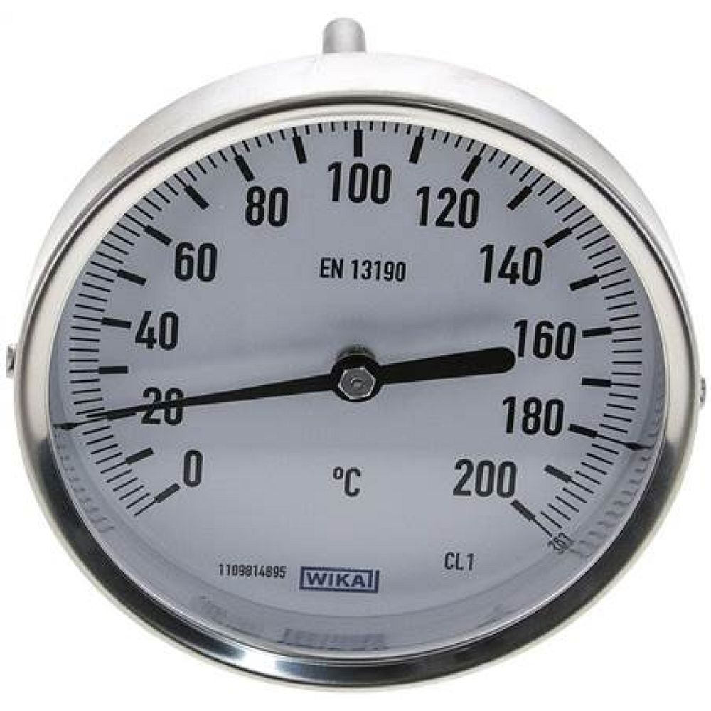 Wika TW 200100100 Bimetallthermometer, waagerecht D100/0 bis +200°C/100mm