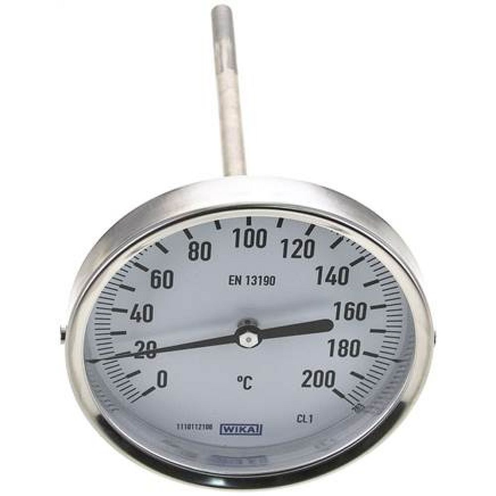 Wika TW 200100160 Bimetallthermometer, waagerecht D100/0 bis +200°C/160mm