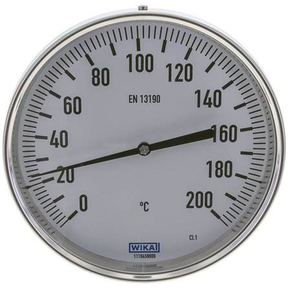 Wika TW 200160100 Bimetallthermometer, waagerecht D160/0 bis +200°C/100mm