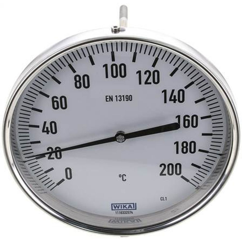 Wika TW 200160200 Bimetallthermometer, waagerecht D160/0 bis +200°C/200mm