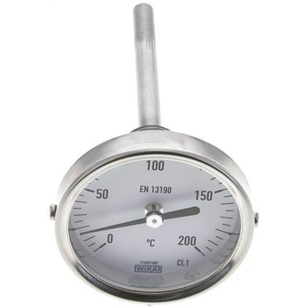 Wika TW 20063100 Bimetallthermometer, waagerecht D63/0 bis +200°C/100mm