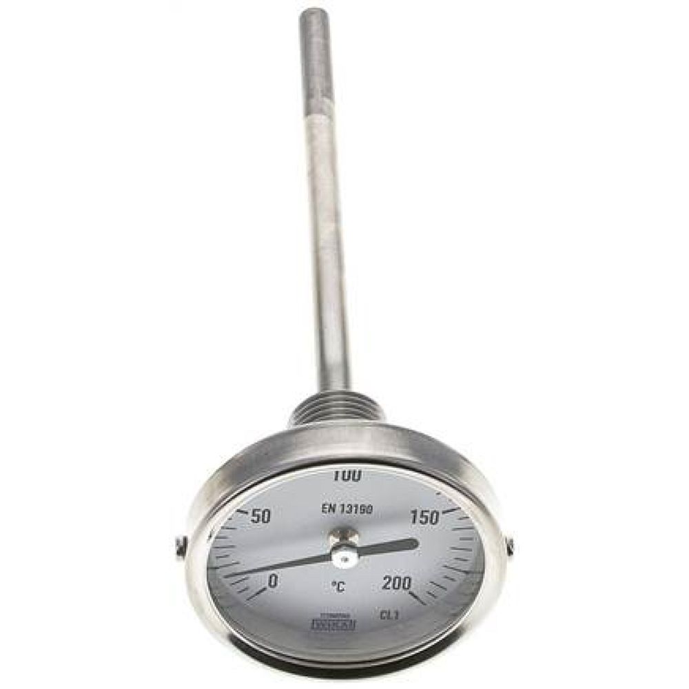 Wika TW 20063160 Bimetallthermometer, waagerecht D63/0 bis +200°C/160mm