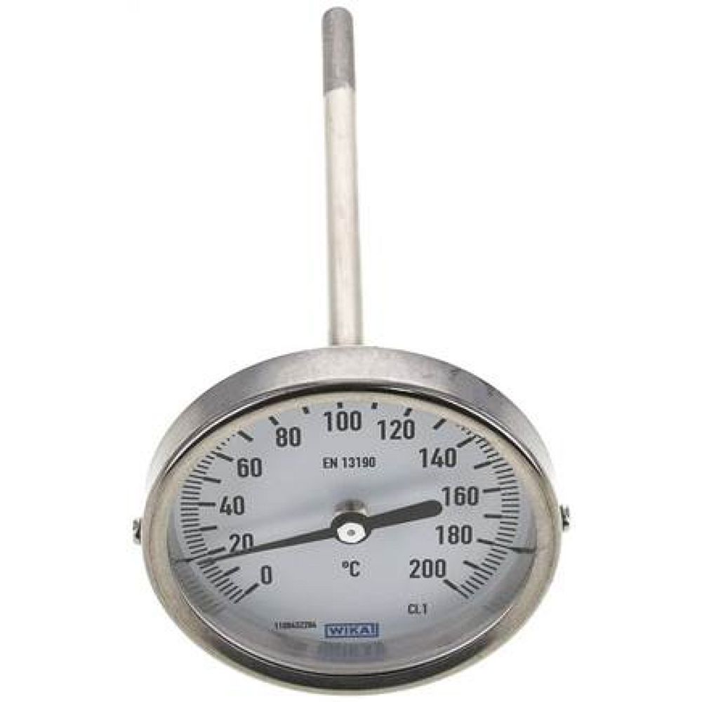 Wika TW 20080160 Bimetallthermometer, waagerecht D80/0 bis +200°C/160mm