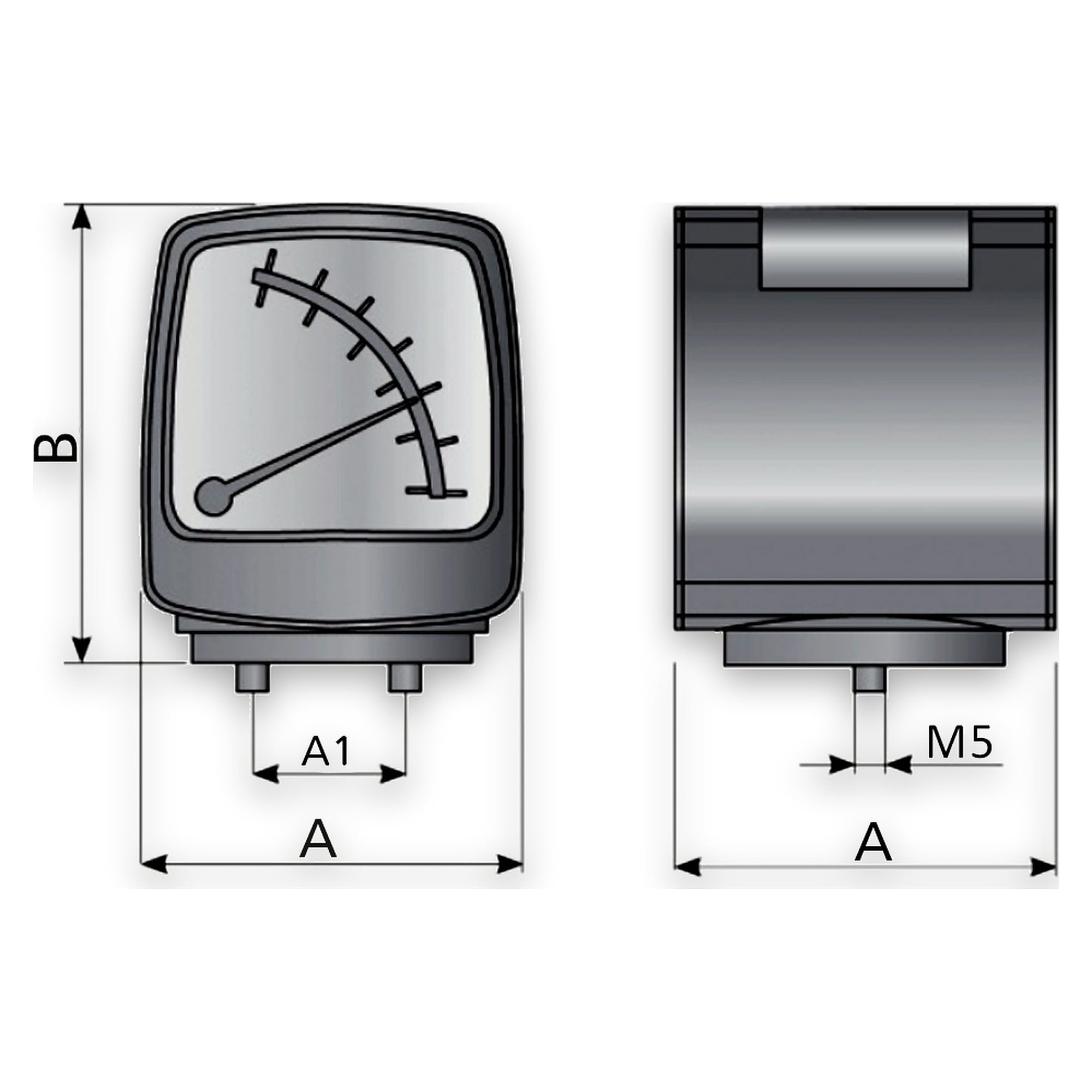 Differential pressure gauge, square, for FUTURA and multifix series - Riegler 156358
