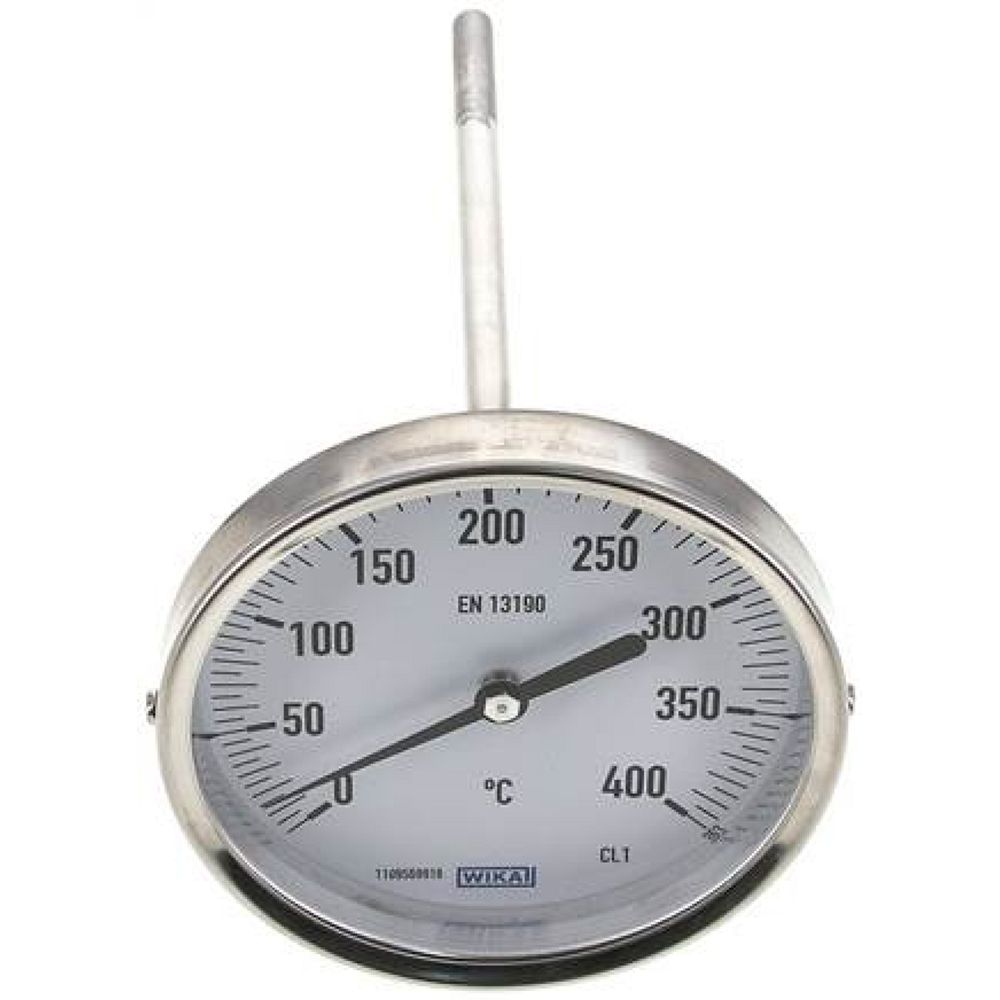 Wika TW 400100160 Bimetallthermometer, waagerecht D100/0 bis +400°C/160mm